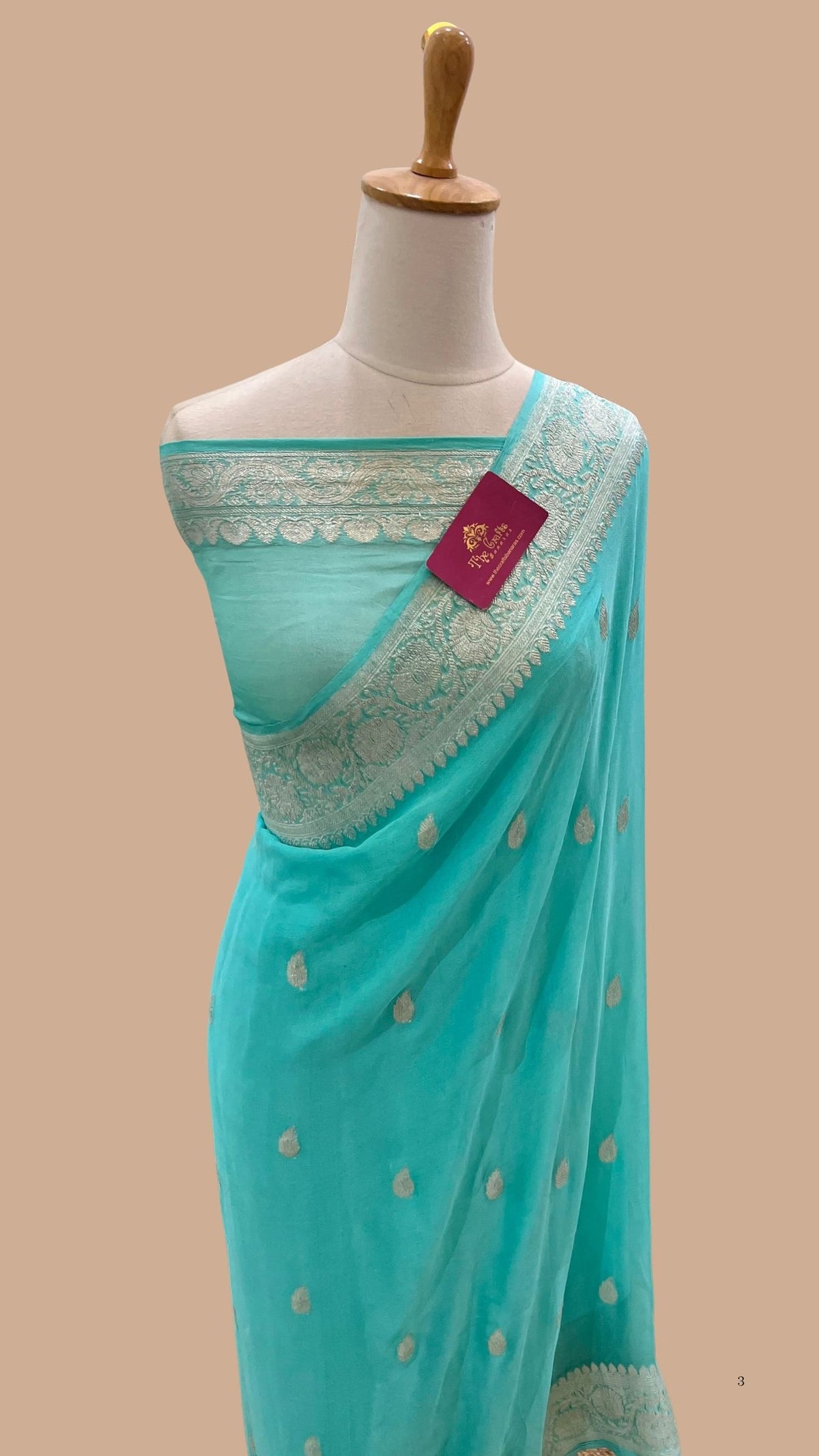 Pure Georgette Banarasi Saree - Silver Zari