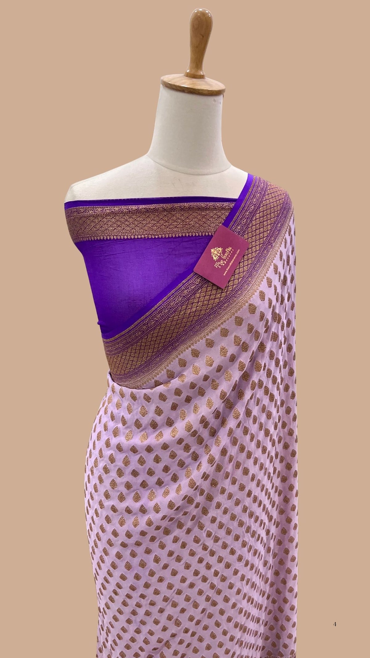 Khaddi Georgette Banarasi Saree - Antique Zari