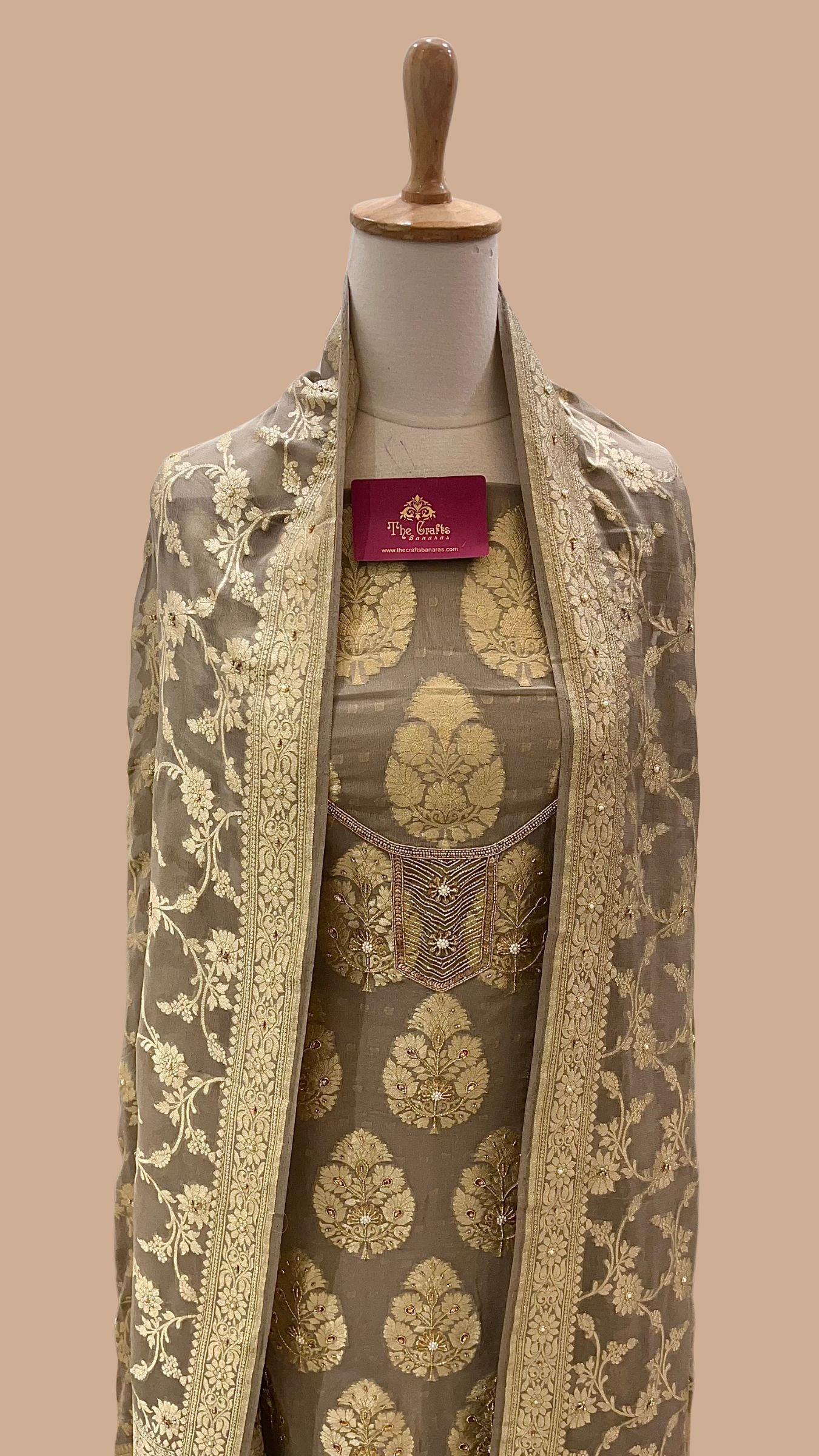 Khaddi Georgette Banarasi Dress Material - Handwork Gota Patti Zardozi & Stone Work