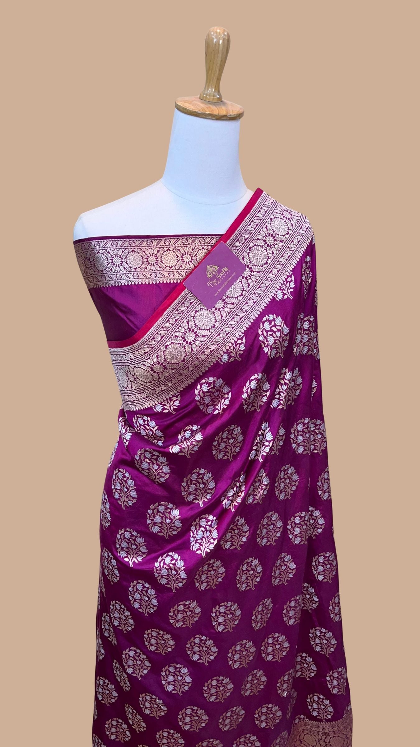 Pure Katan Silk Handloom Banarasi Saree - All Over Sona Rupa Jaal Work