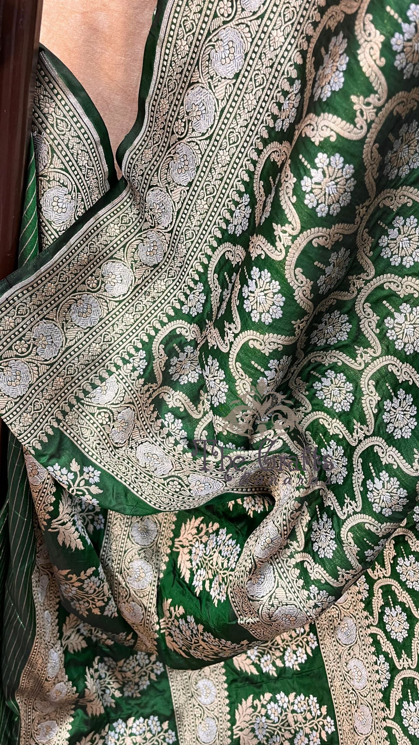 Pure Katan Silk Handloom Banarasi Saree - All over Sona Roopa Jaal work