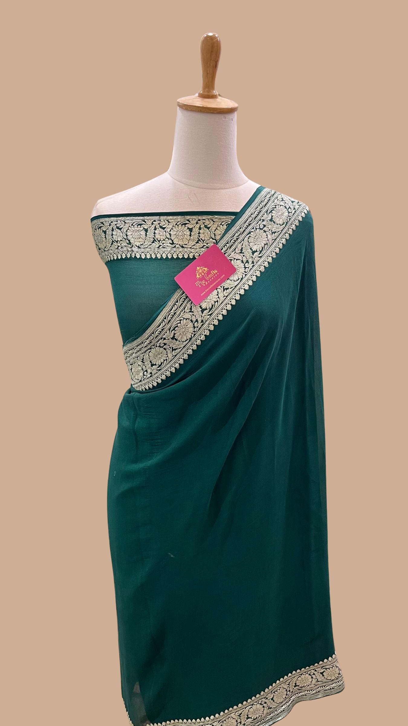 Khaddi Georgette Handloom Banarasi Saree