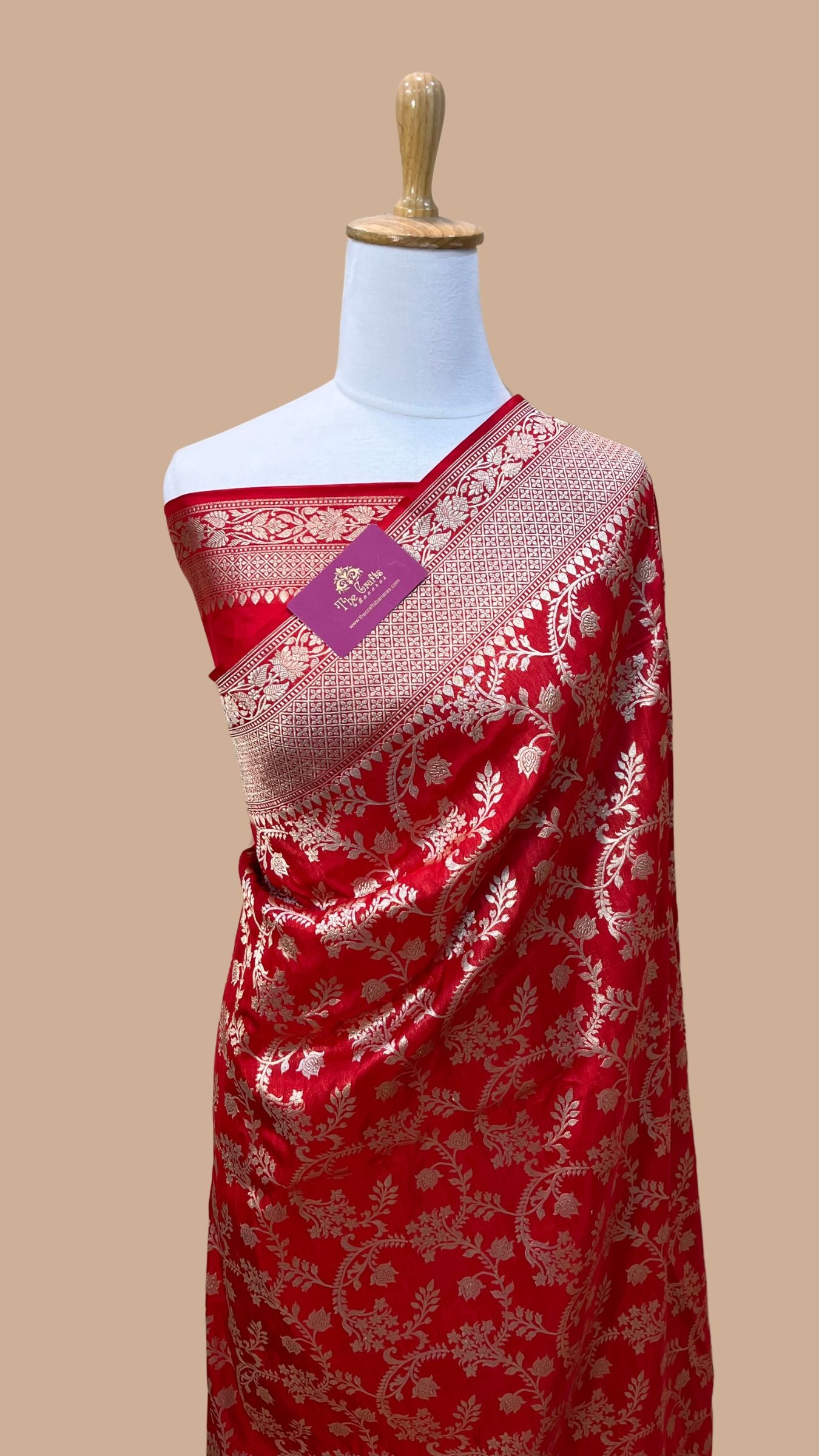 Pure Katan Silk Handloom Banarasi Saree - Jaal work