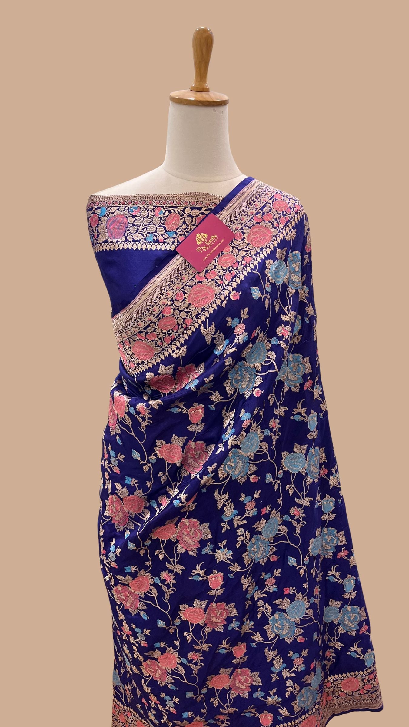 Pure Katan Silk Handloom Banarasi Saree - Jaal with meenakari