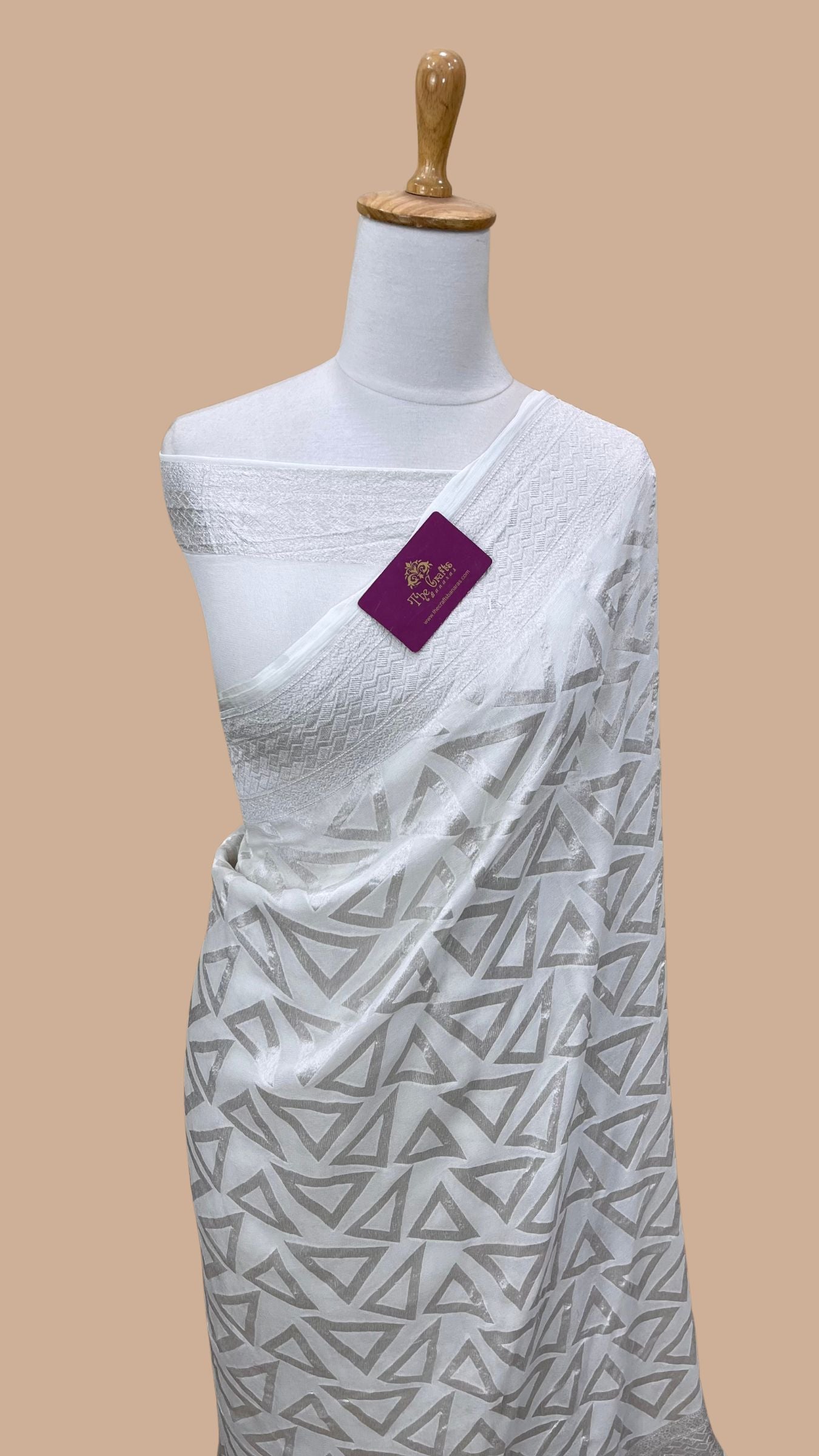 Pure Georgette Banarasi Saree - Silver Zari