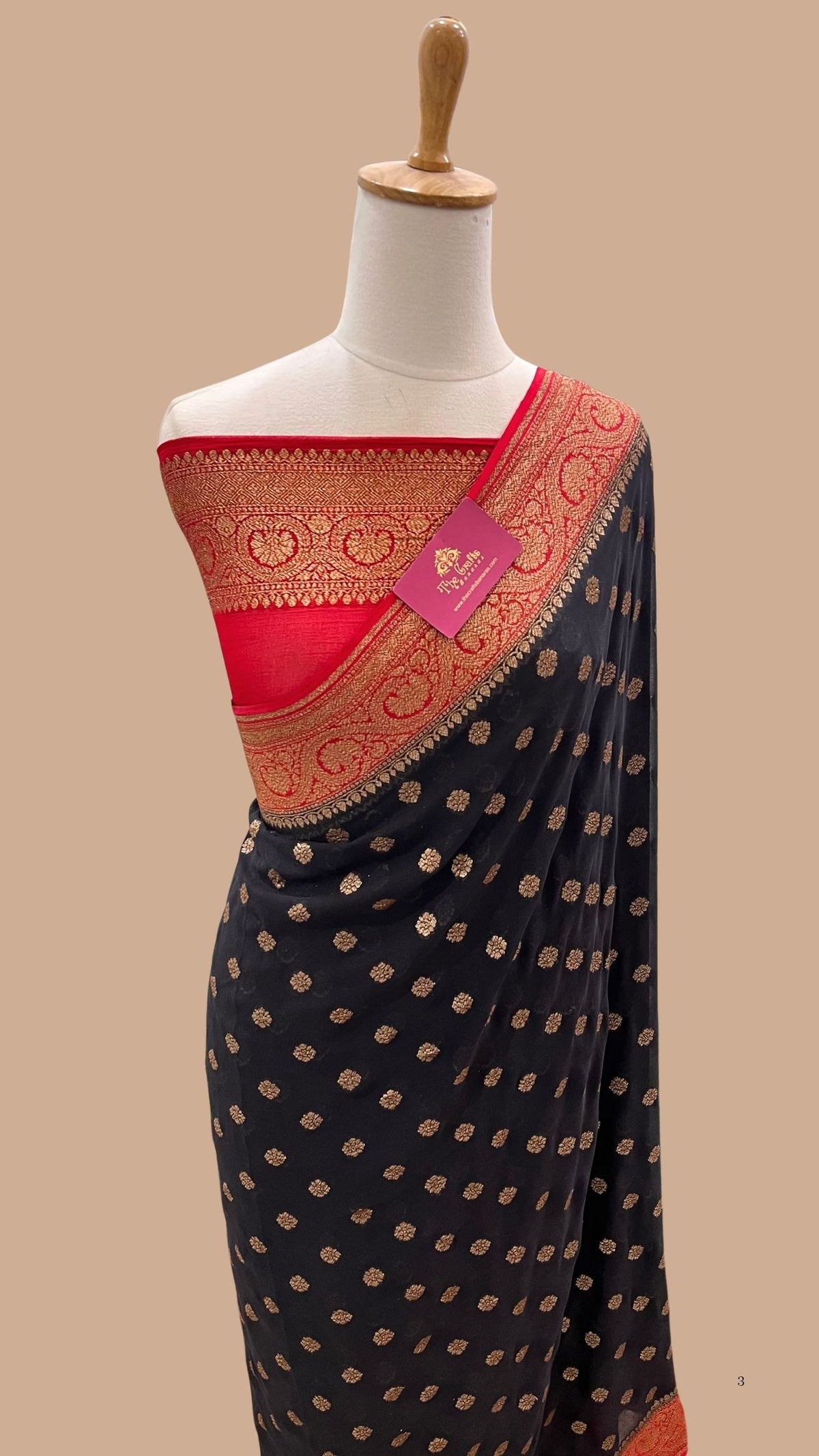 Khaddi Georgette Banarasi Saree - Antique Zari