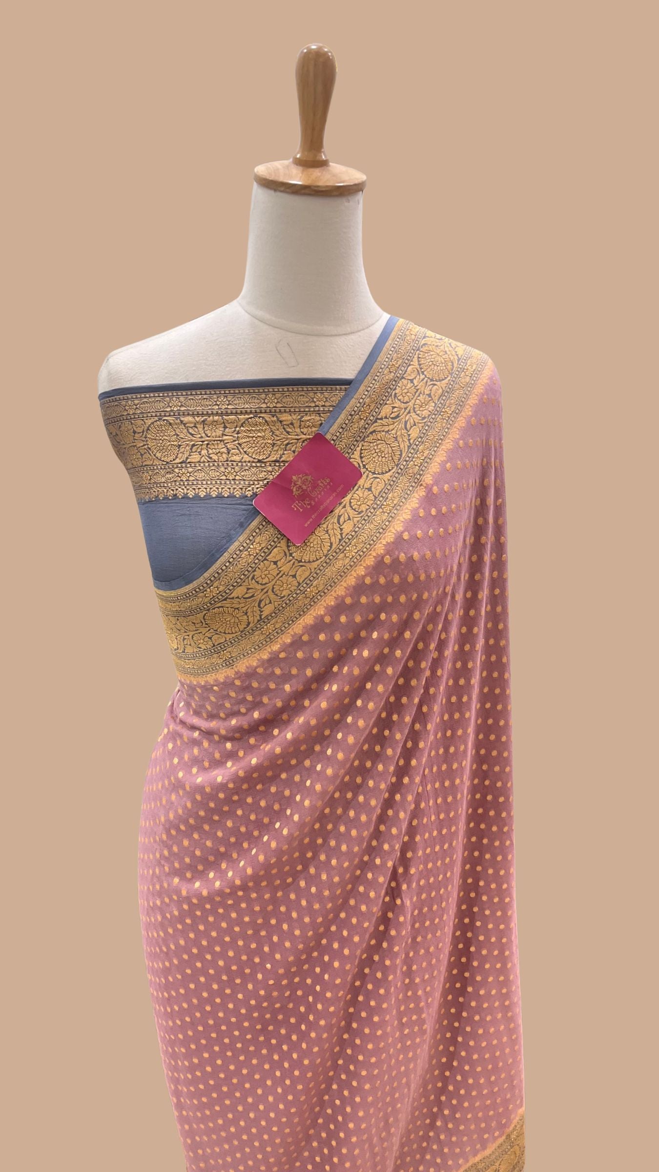 Khaddi Georgette Banarasi Saree - Gold Zari