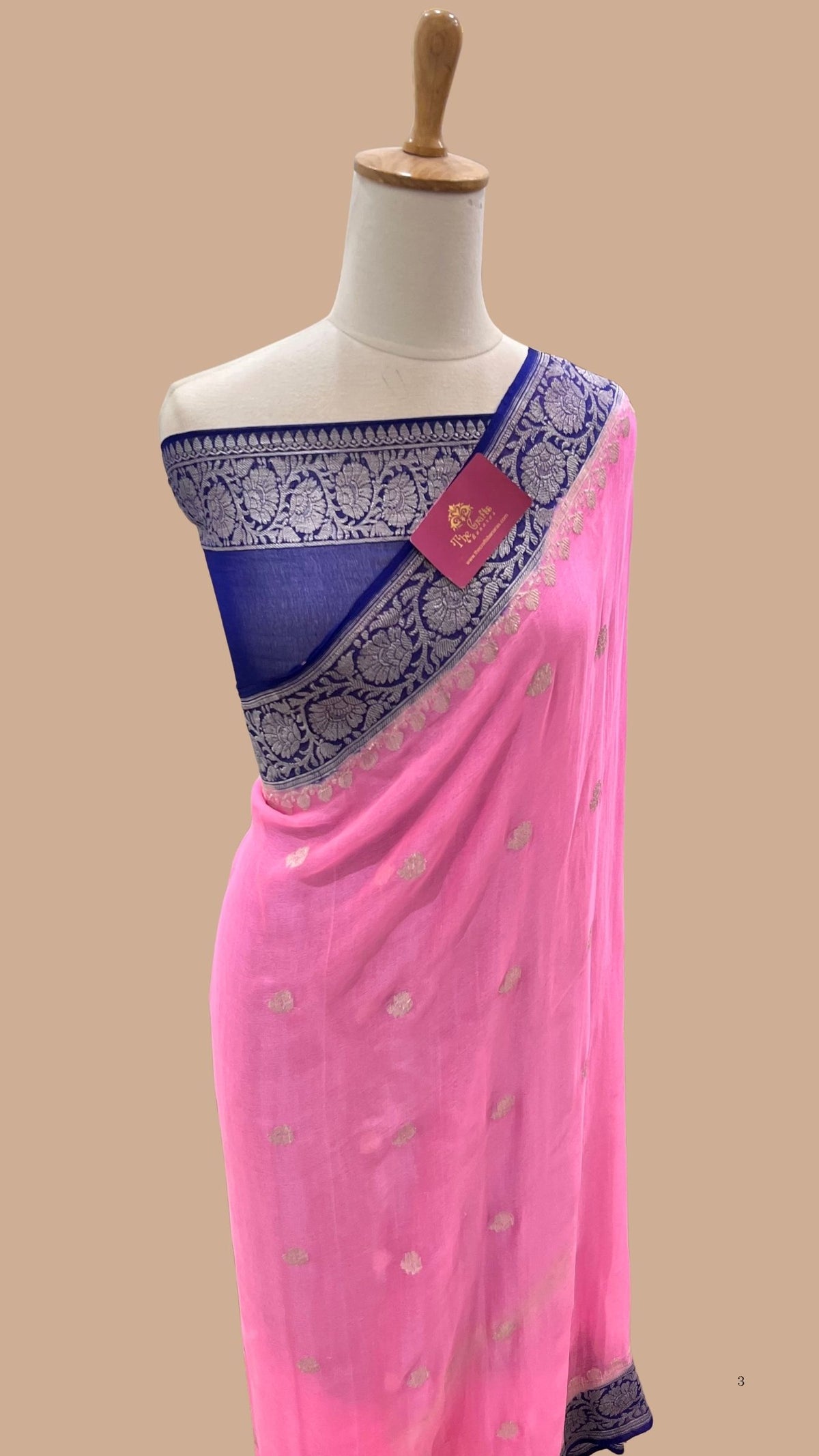 Pure Handloom Georgette Banarasi Saree - Silver Zari