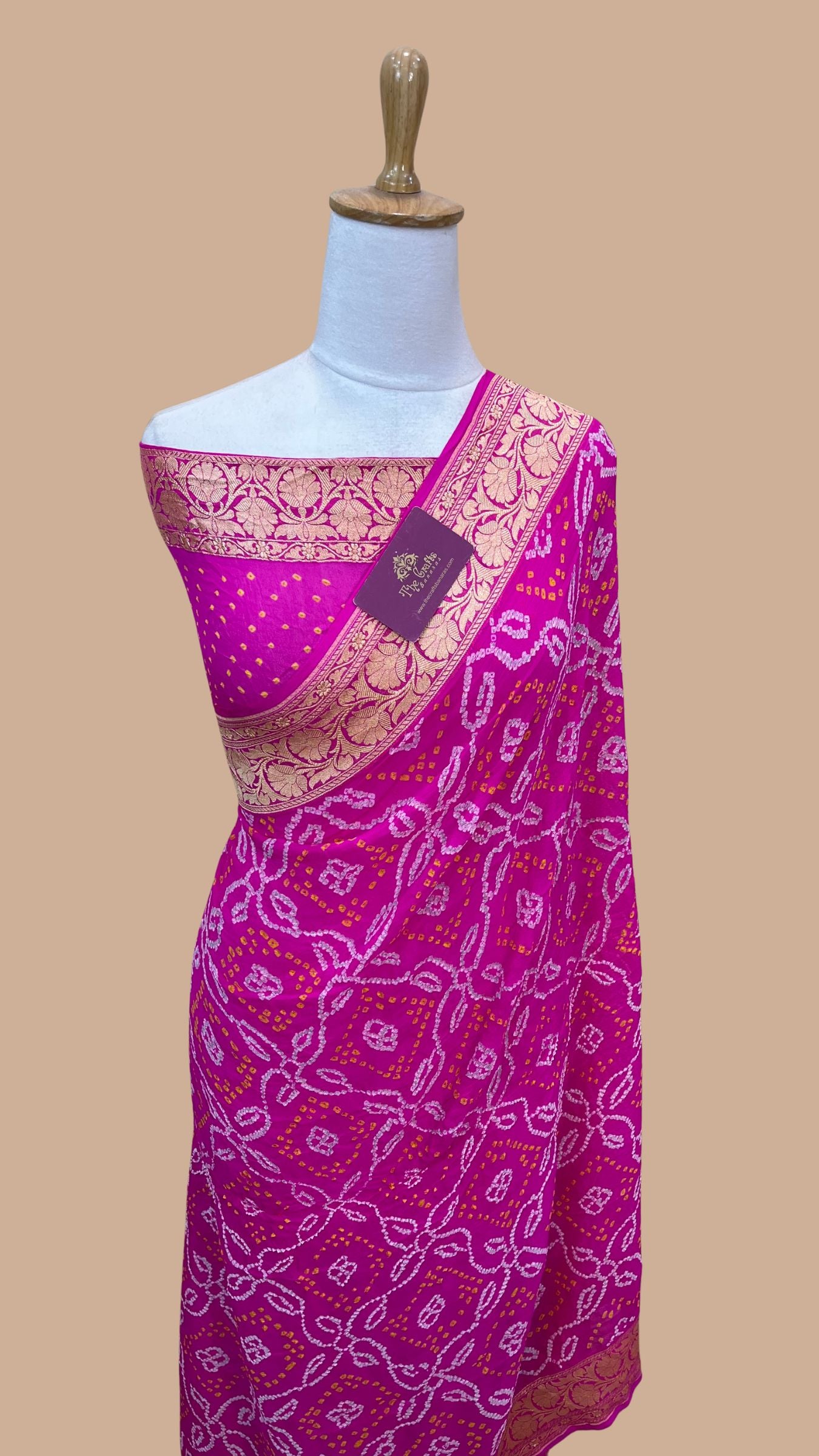 Pure Georgette Banarasi Handloom Bandhej Saree