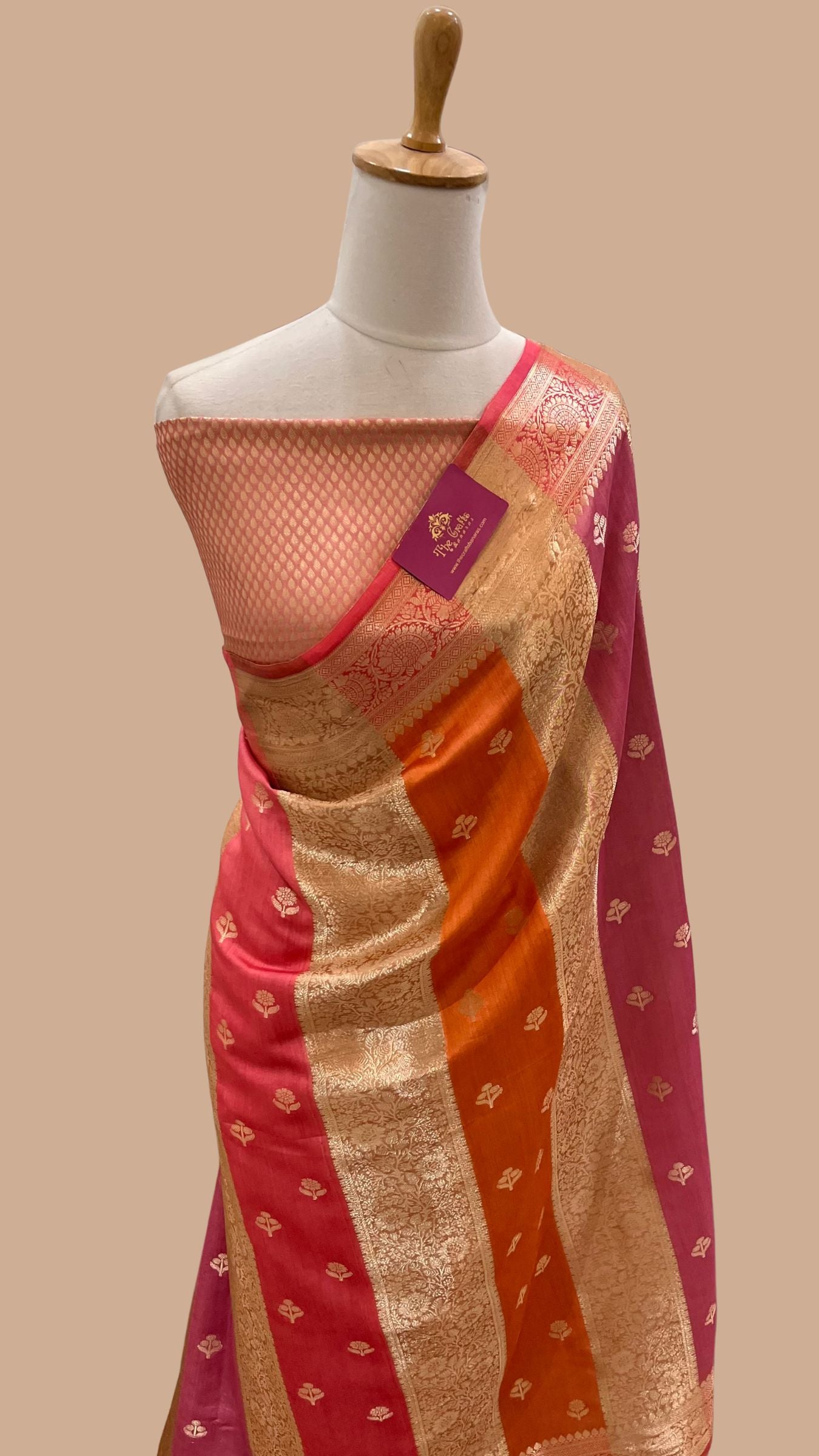 Pure Chiniya Tissue Silk Banarasi Saree - Multicolour Stripe