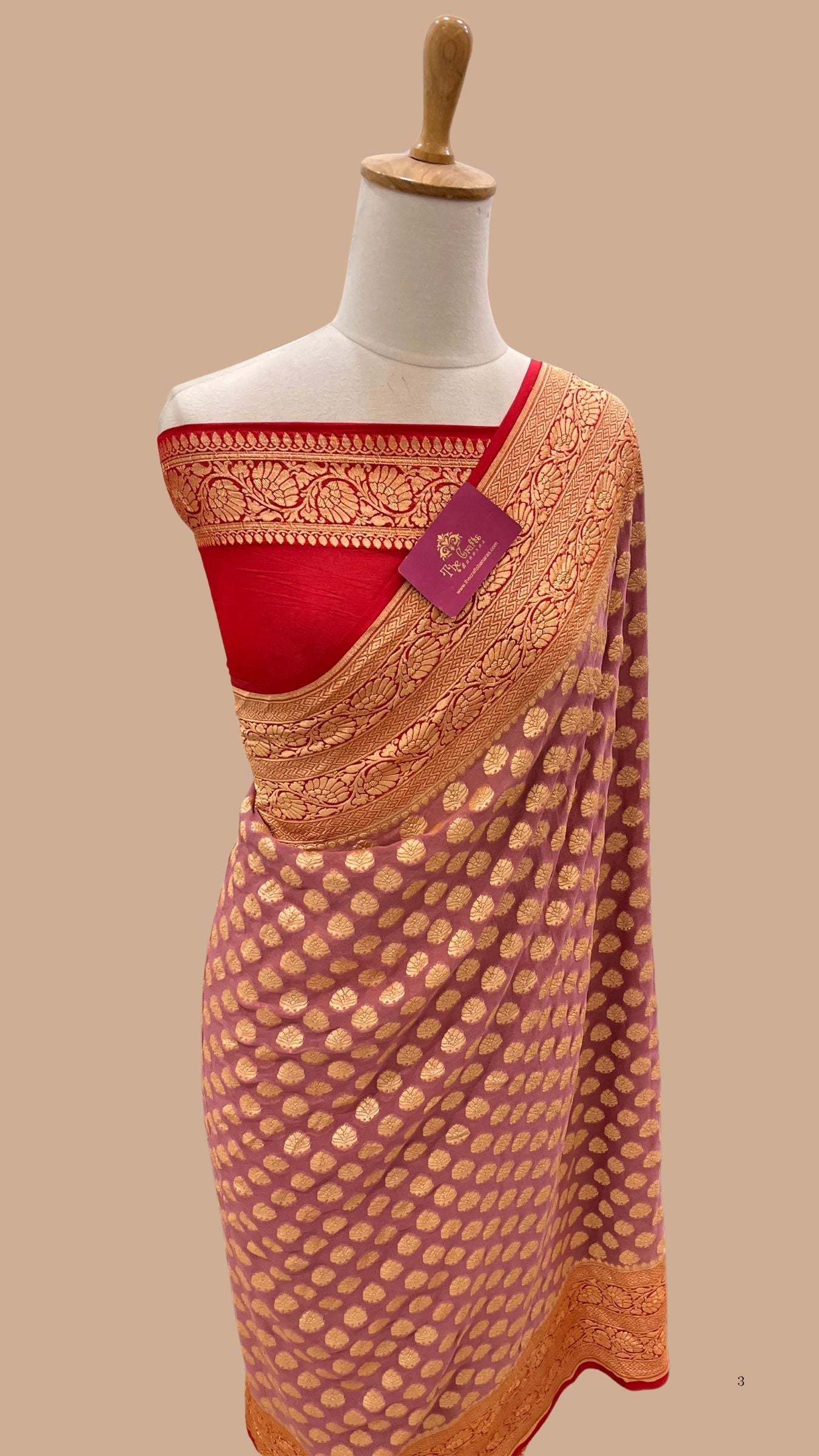 Khaddi Georgette Banarasi Saree - Gold Zari