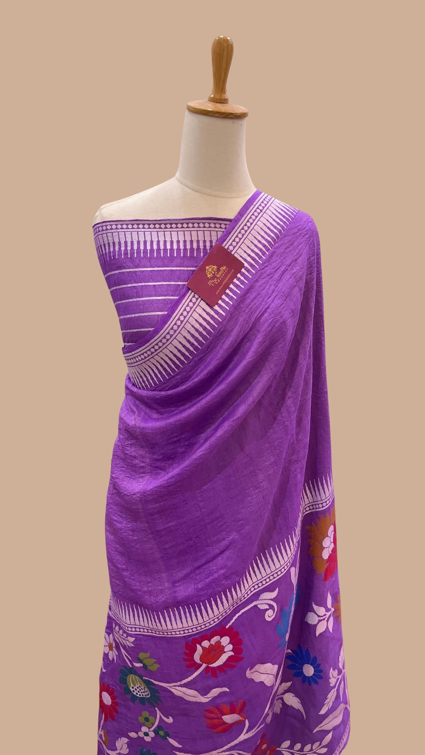 Tussar Georgette Handloom Banarasi Saree - Jaal with Tilfi Meenakari