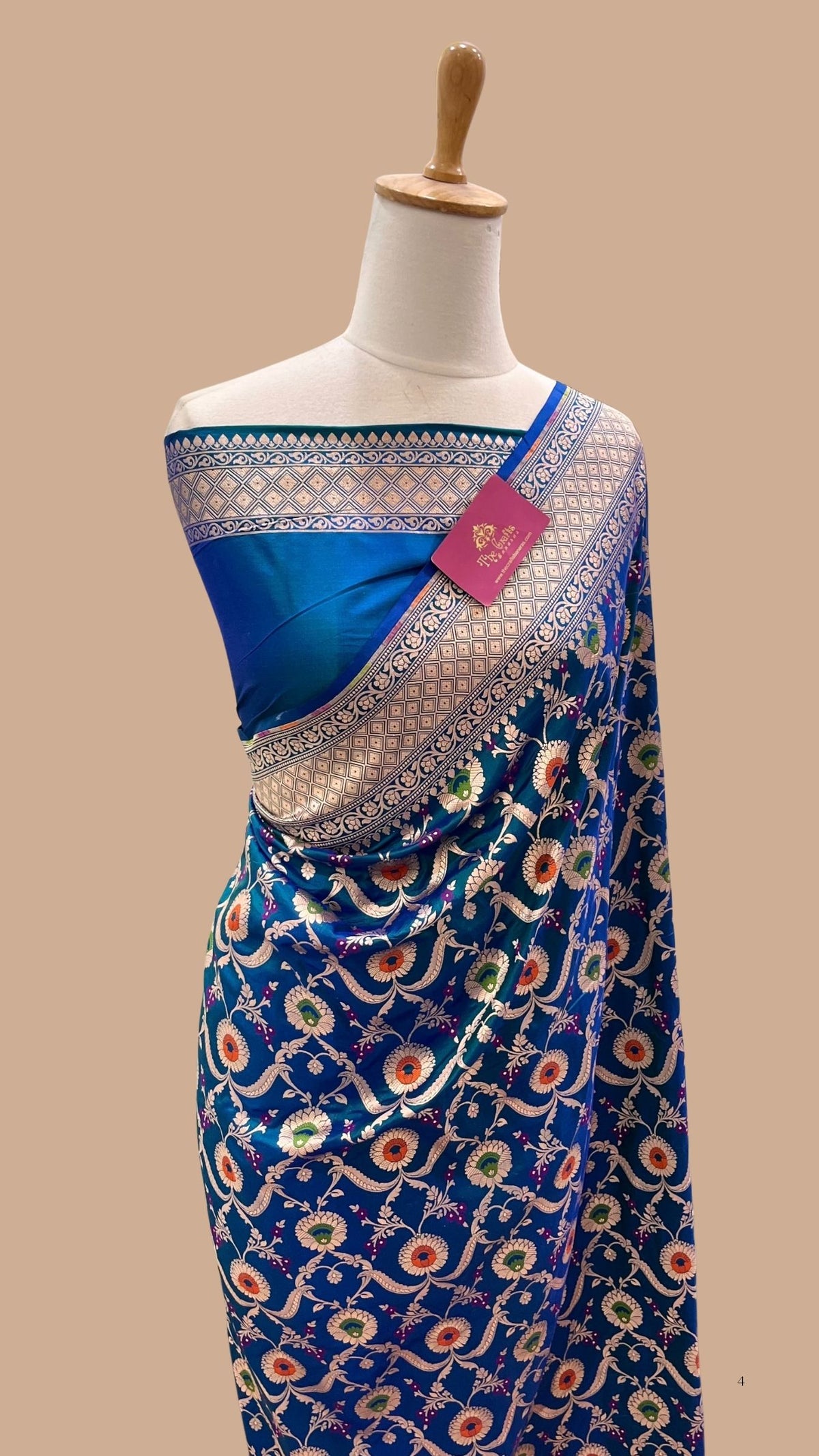 Pure Katan Silk Handloom Banarasi Saree - Jaal Work with Meenakari