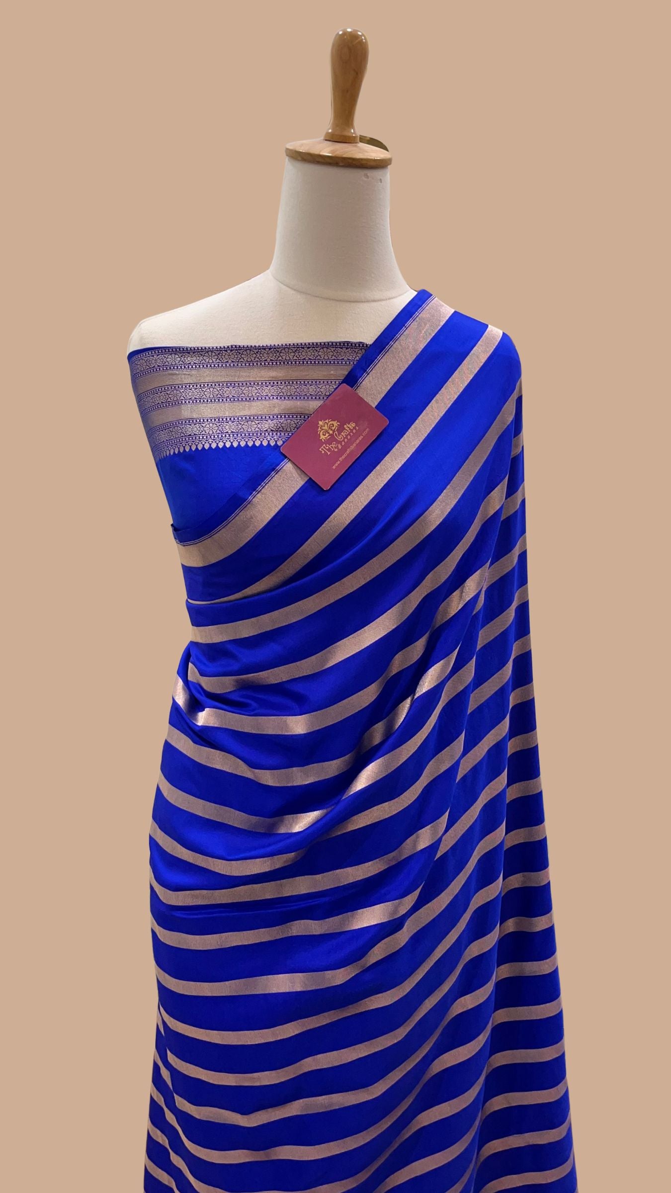 Pure Katan Silk Handloom Banarasi Saree - Stripes