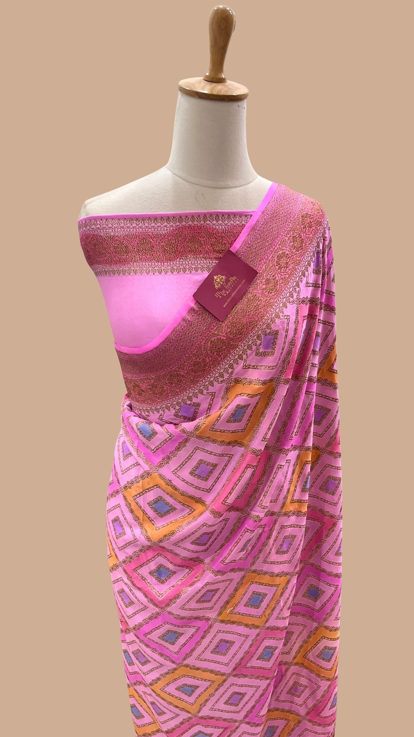 Pure Crepe Georgette Banarasi Saree - Antique Zari