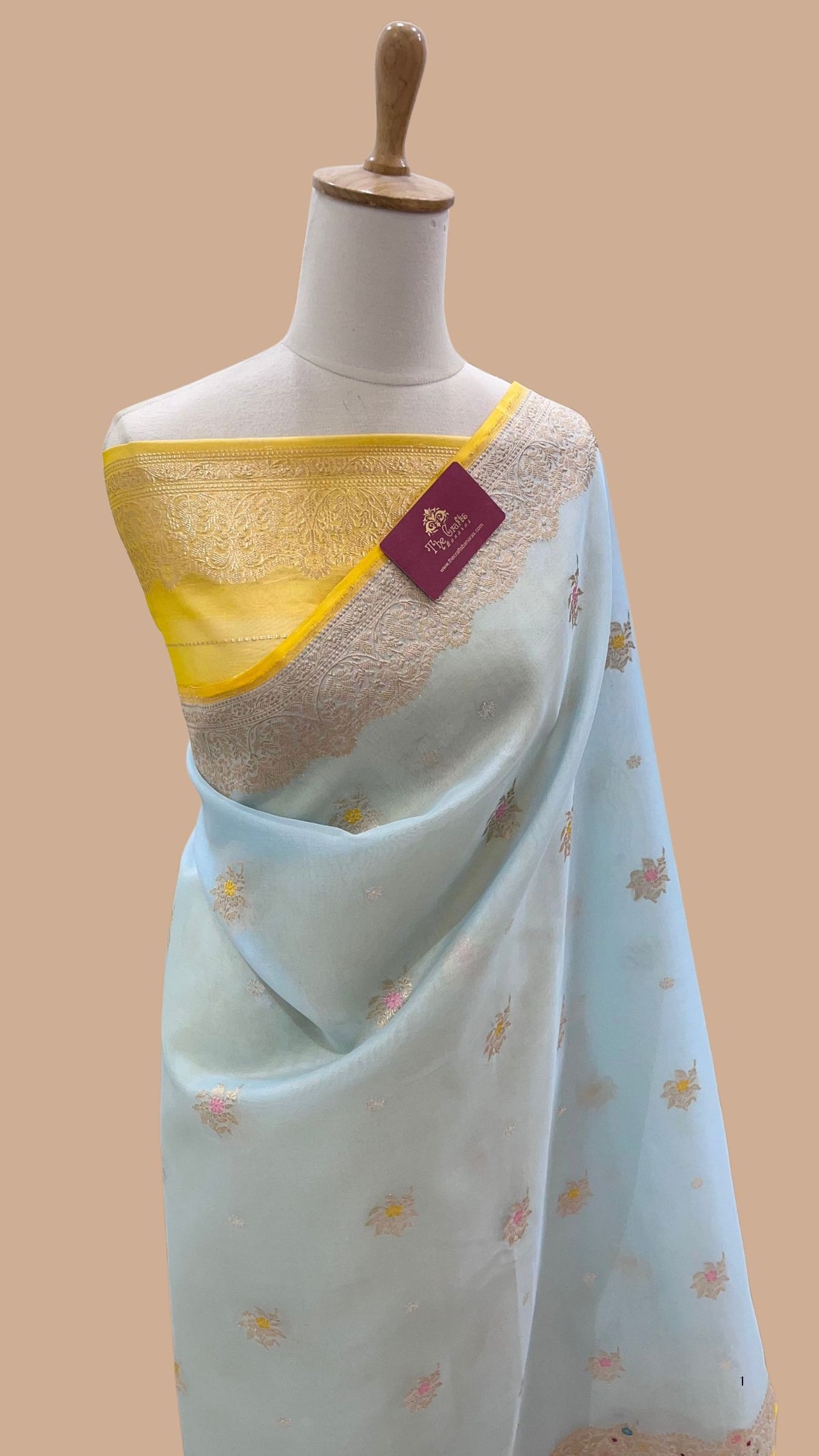 Pure Kora Silk Handloom Banarasi Saree - Kadhua Sona Rupa Buti with Meenakari Border
