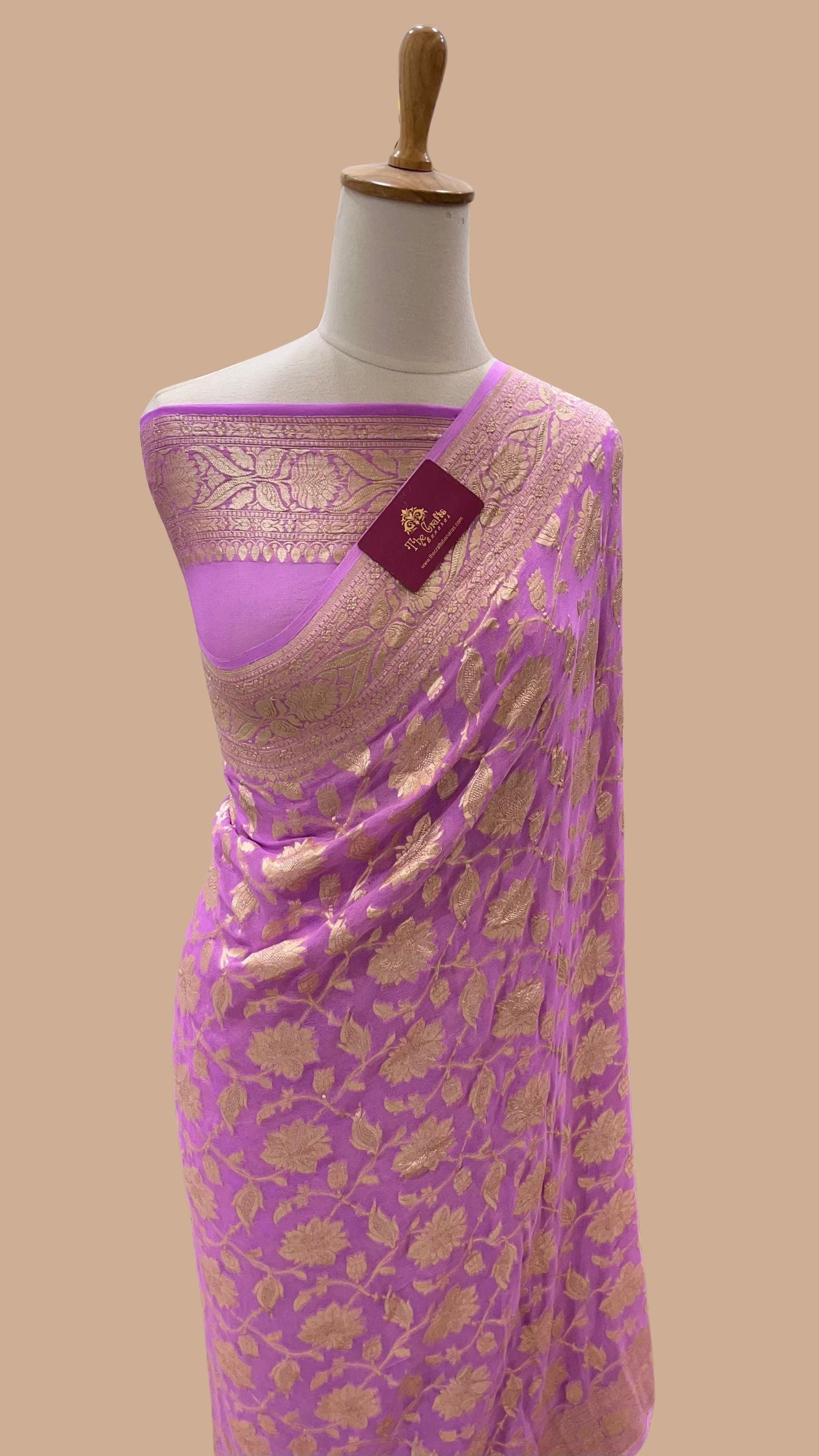 Khaddi Georgette Handloom Banarasi Saree - Water Zari