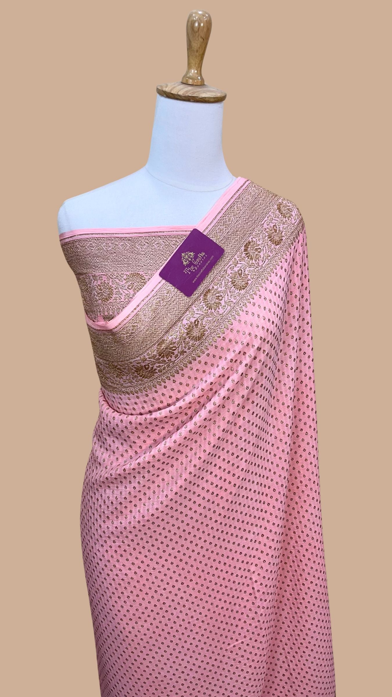Pure Crepe Georgette Banarasi Saree - Antique Zari