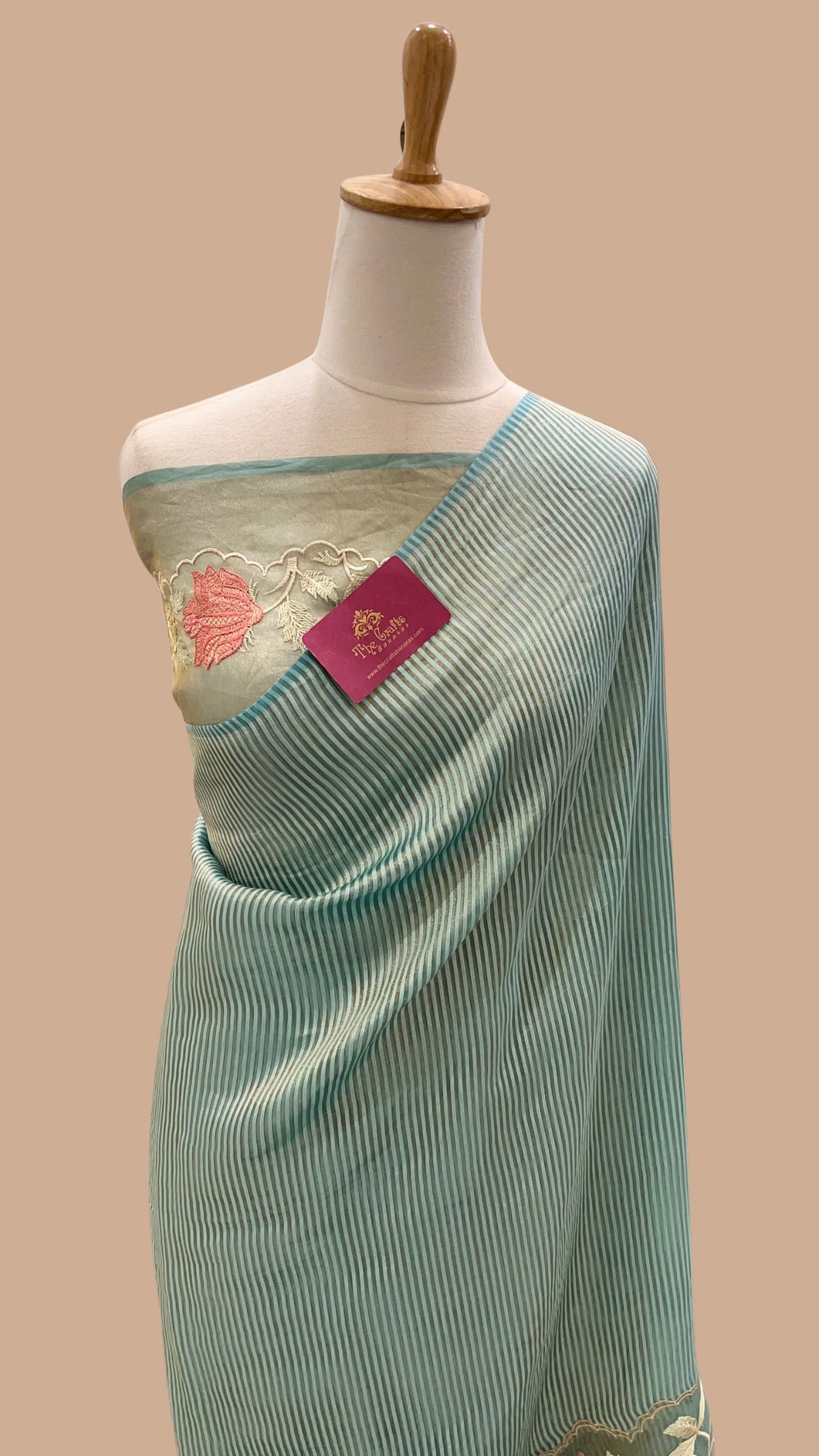 Pure Tissue Silk Banarasi Saree - with Chikankari Border