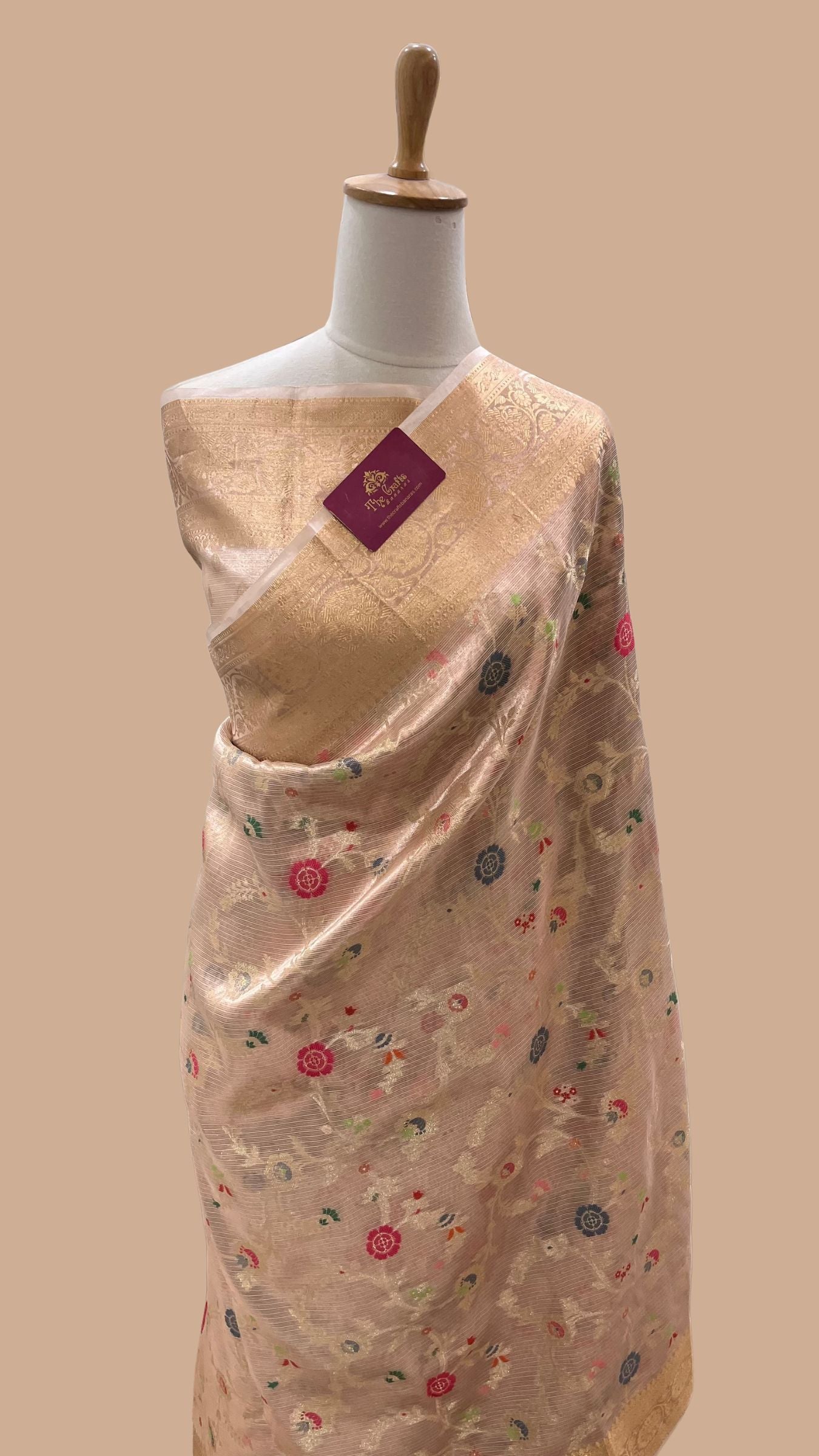 Pure Zari Kota Tissue Silk Handloom  Banarasi Saree - Meenakari