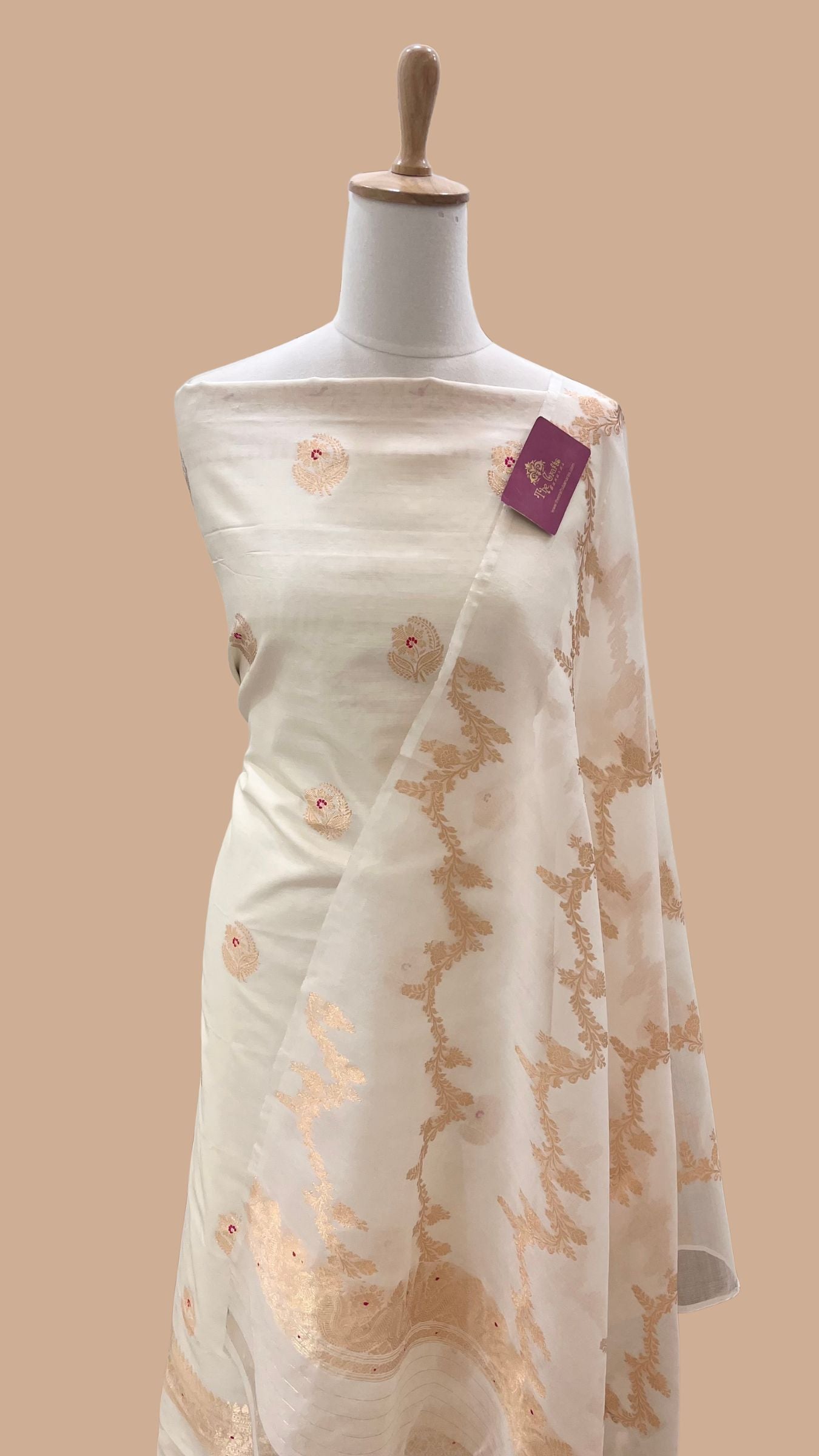 Pure Chiniya Silk Handloom Banarasi Dress Material - Meenakari
