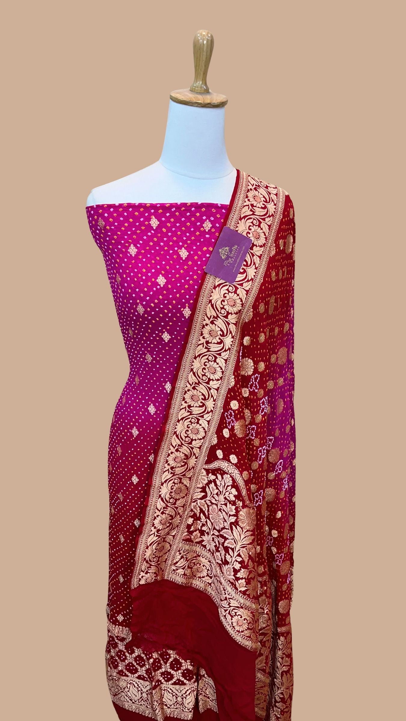 Pure Georgette Banarasi Bandhej Dress Material