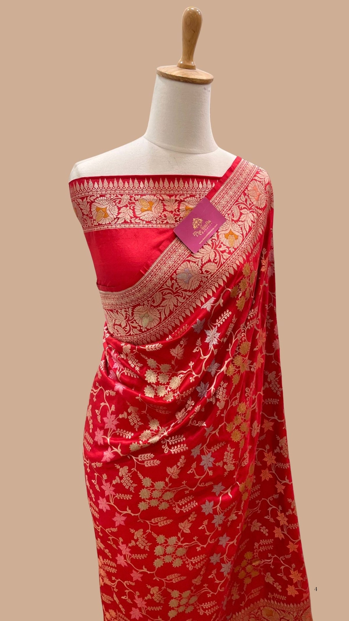 Pure Katan Silk Handloom Banarasi Saree - Jaal Work with Meenakari