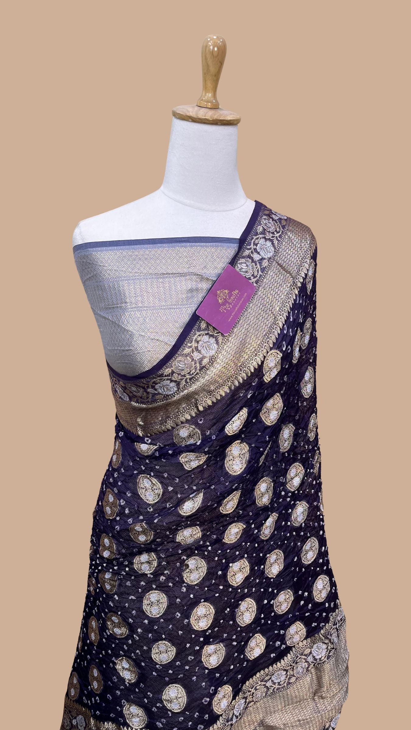 Pure Chiniya Silk Handloom Bandhej Banarasi Saree