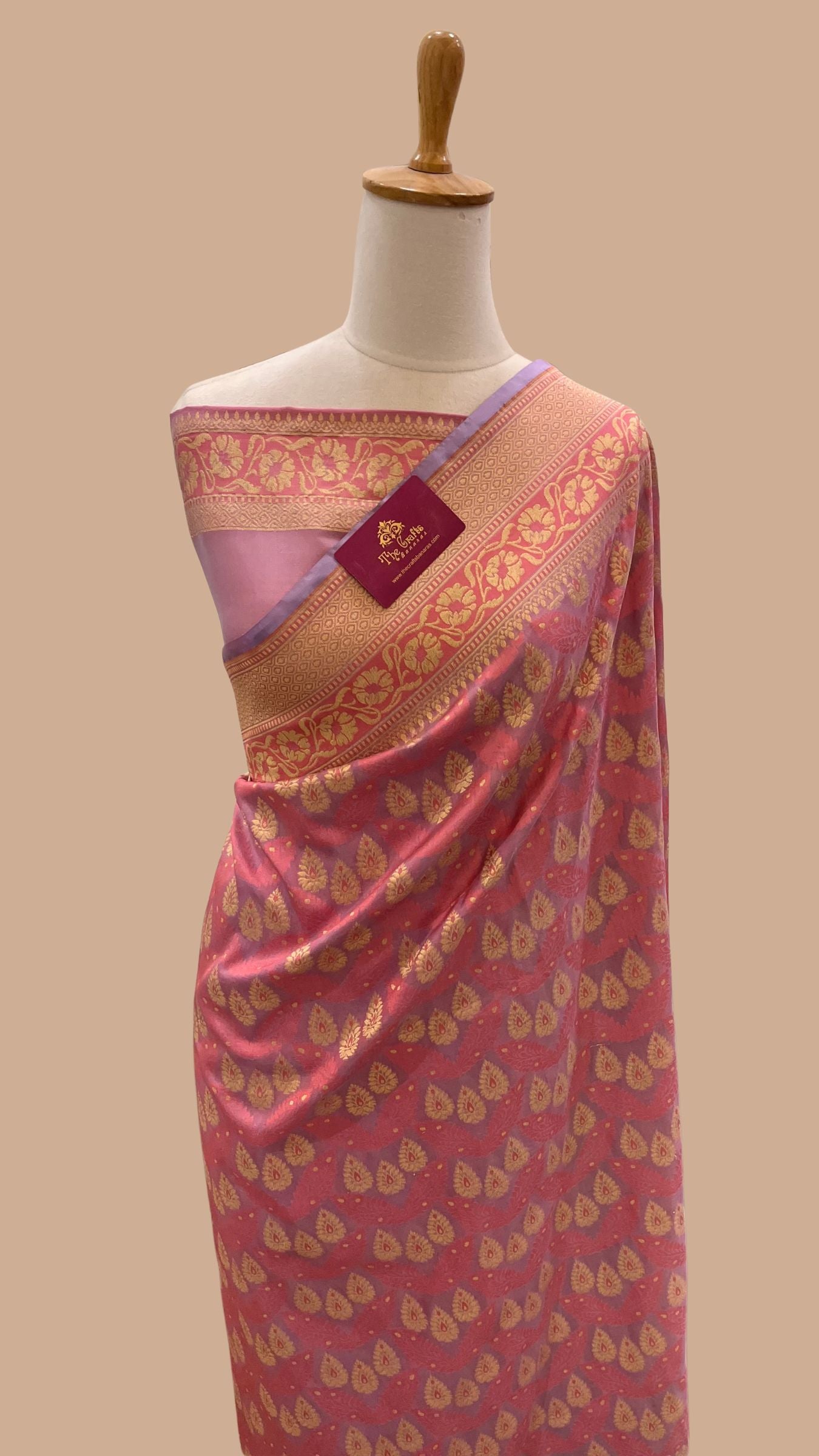 Pure Cotton Silk Banarasi Brocade Handloom Saree - Meenakari