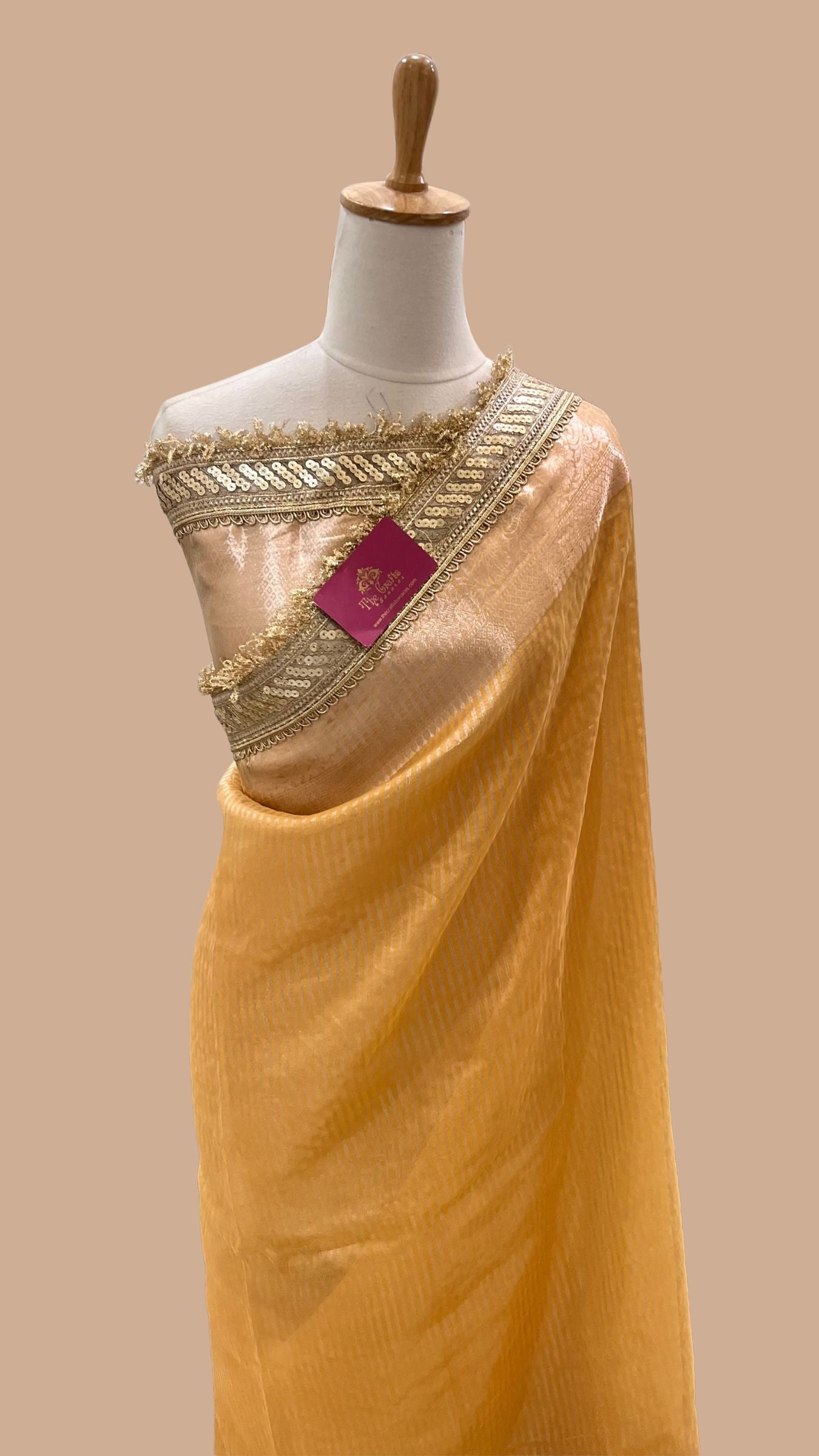Pure Tissue Silk Handloom Banarasi Saree - with Lace Border