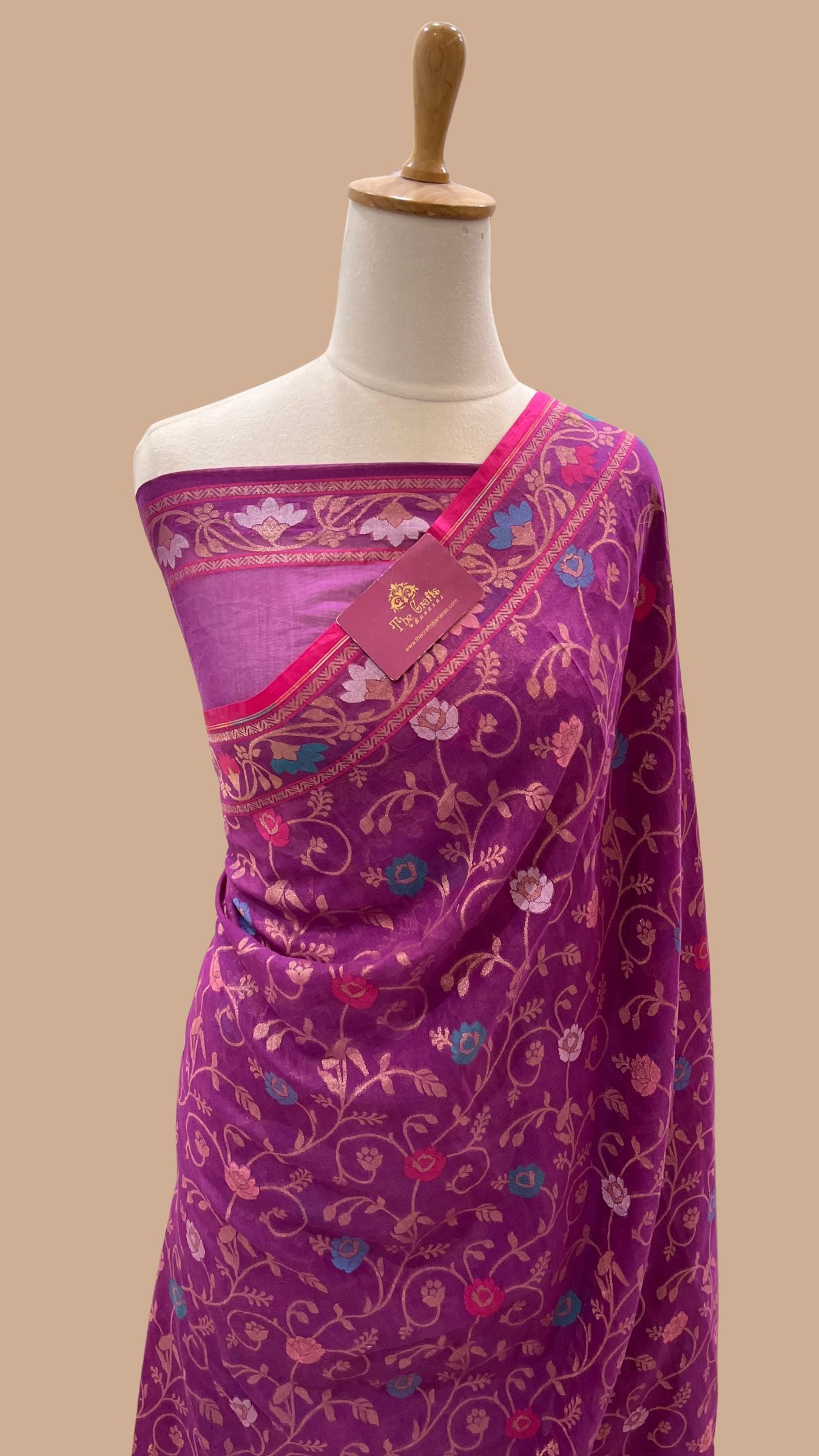 Pure Ektara Cotton Jamdani Banarasi Saree - Tilfi
