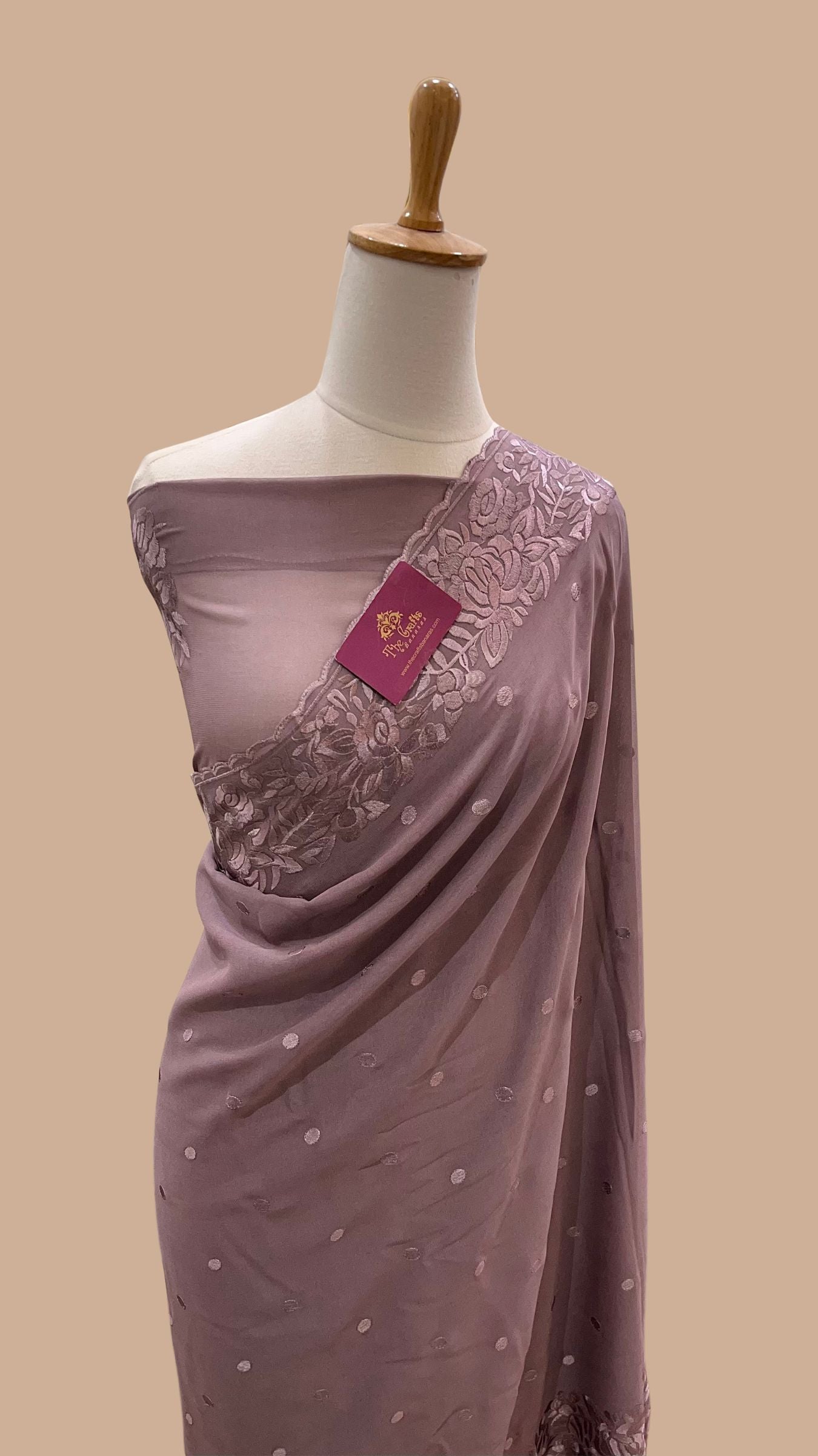 Pure Georgette Chikankari Handloom Banarasi Saree