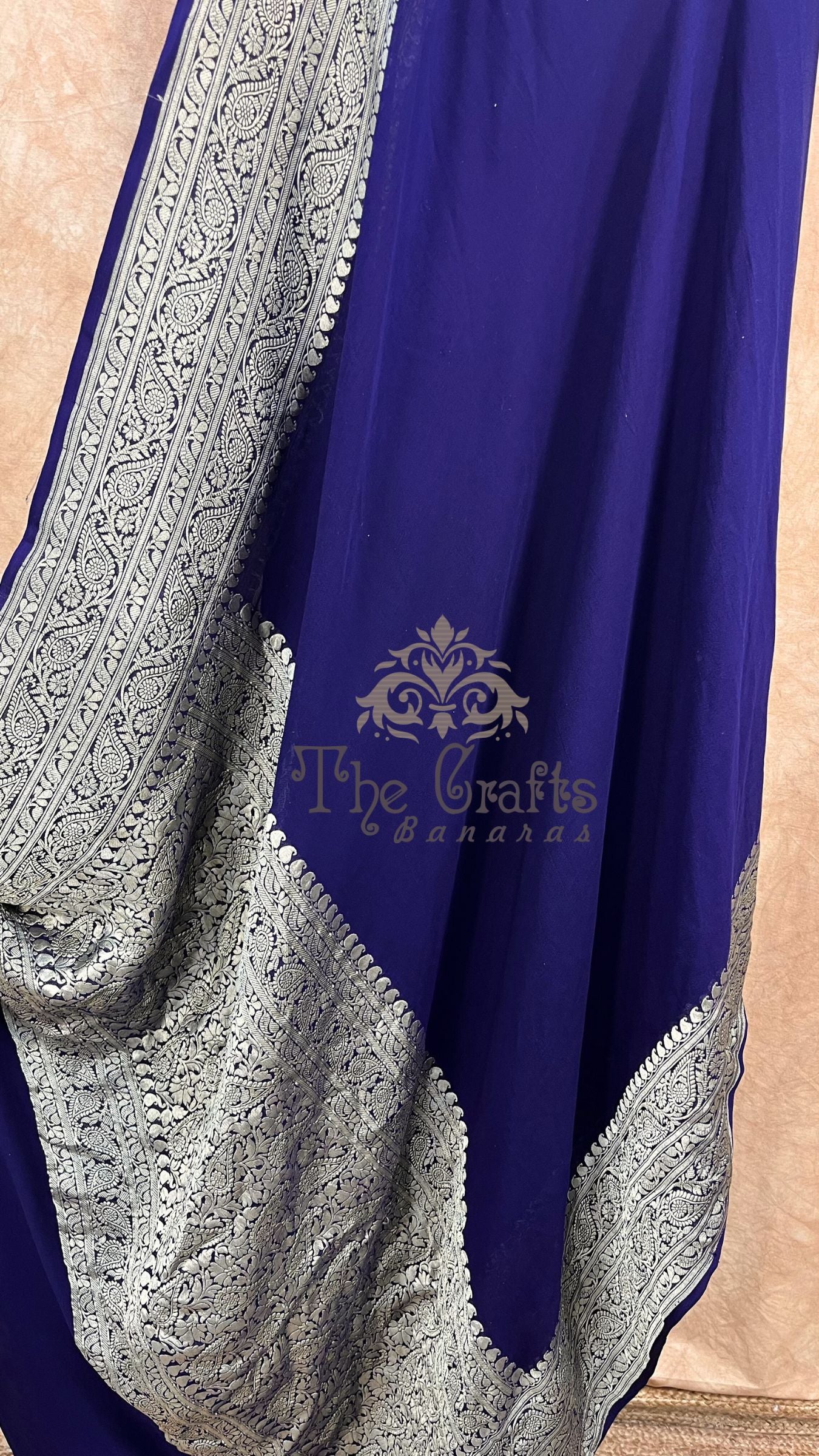 Khaddi Georgette Handloom Banarasi Saree