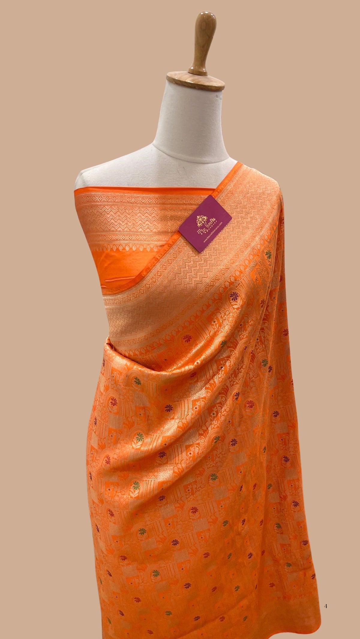 Pure Katan Silk Handloom Banarasi Saree -  Jaal Work with Meenakari