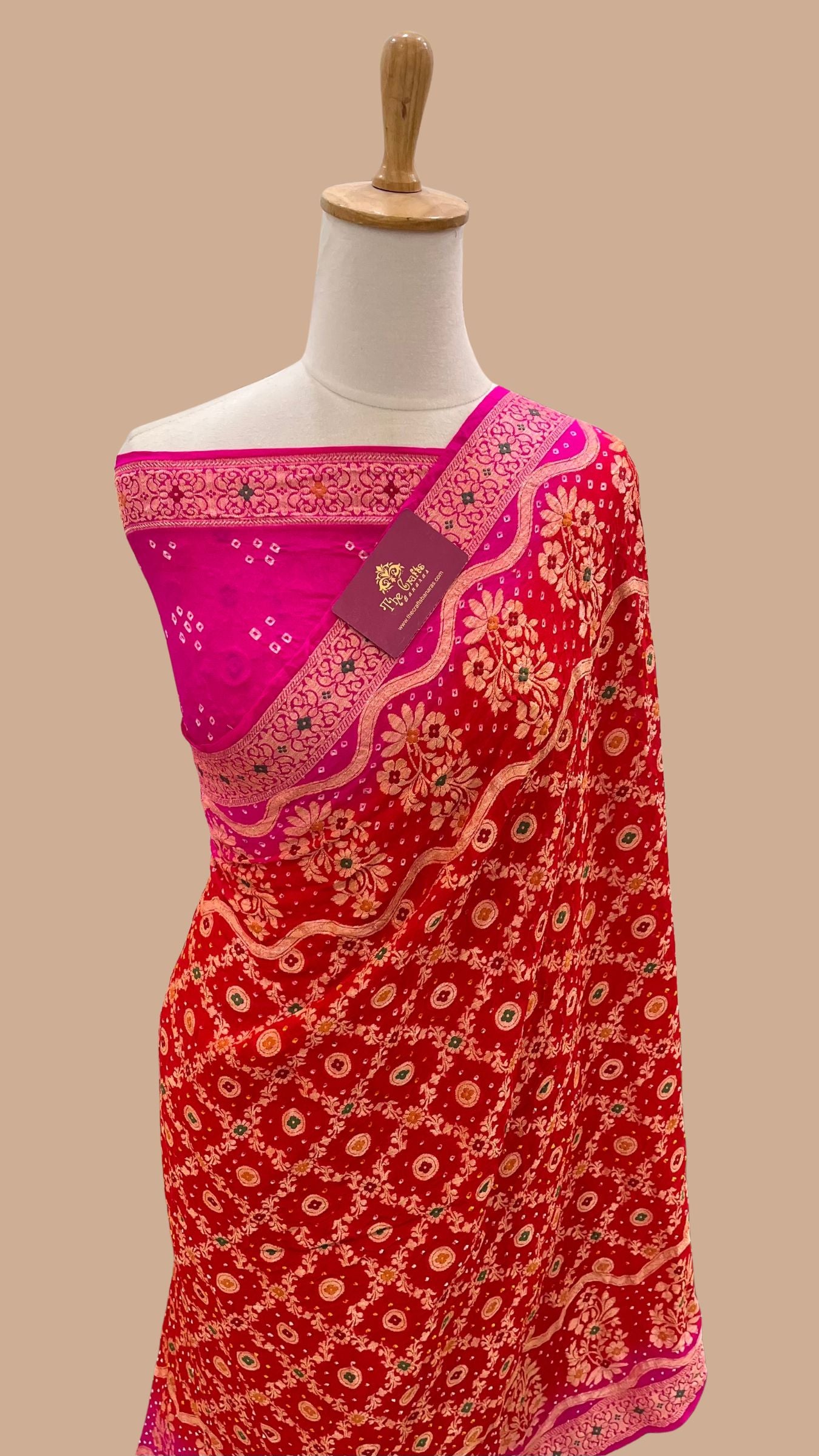 Pure Chiffon Banarasi Handloom Bandhej Saree