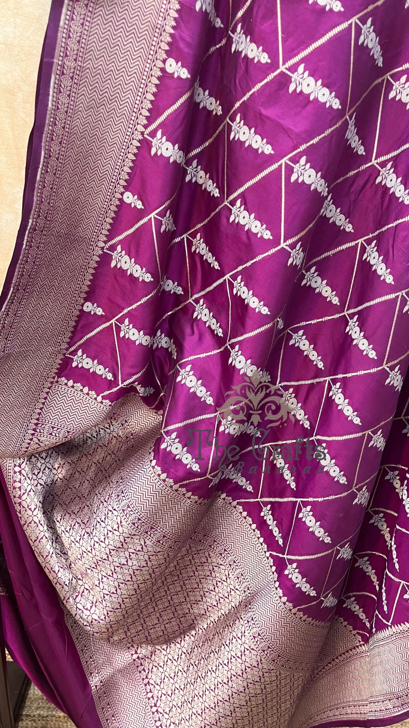 Pure Katan Silk Handloom Banarasi Saree - All over Sona Roopa Jaal work