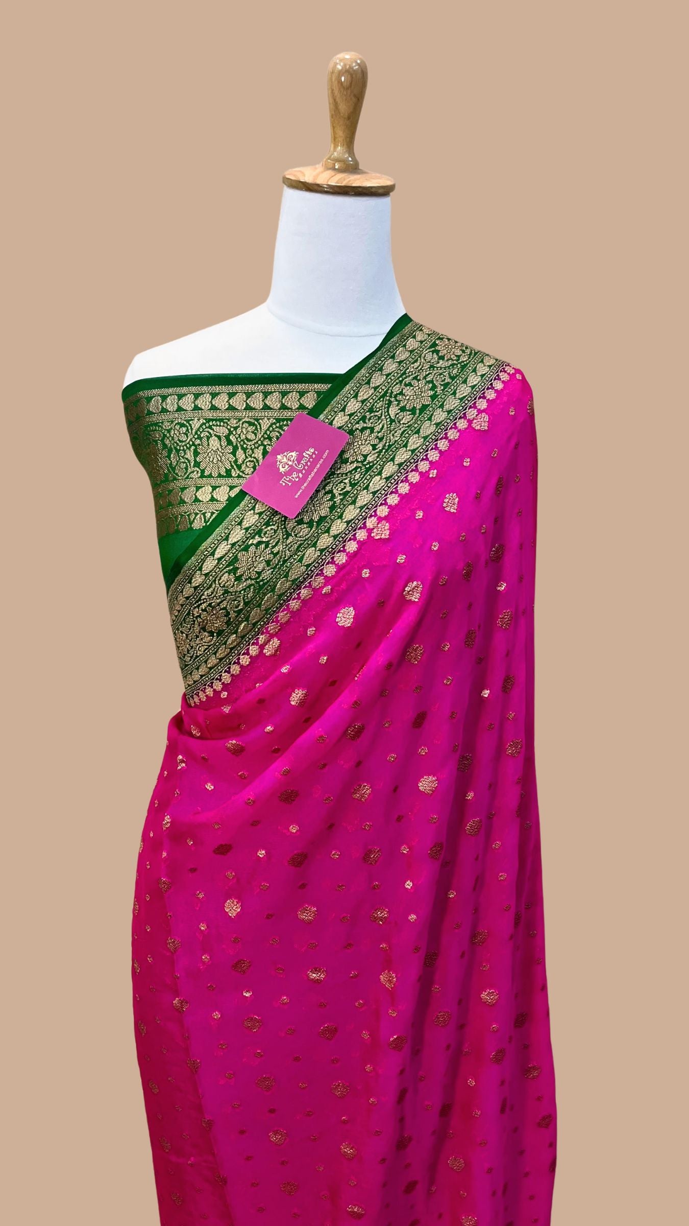 Pure Crepe Georgette Banarasi Saree - Antique Zari