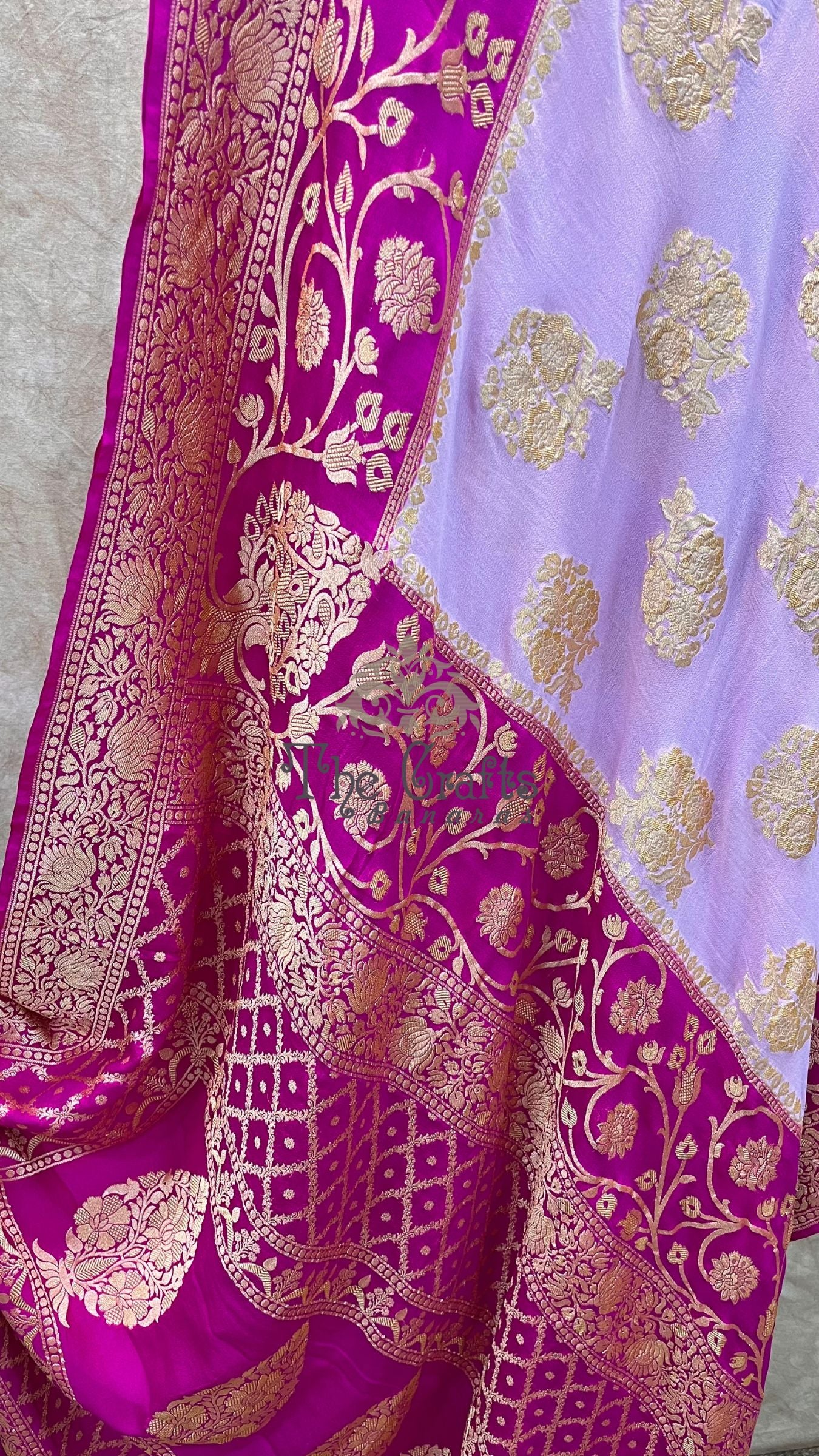 Khaddi Georgette Banarasi Saree - Gold Zari