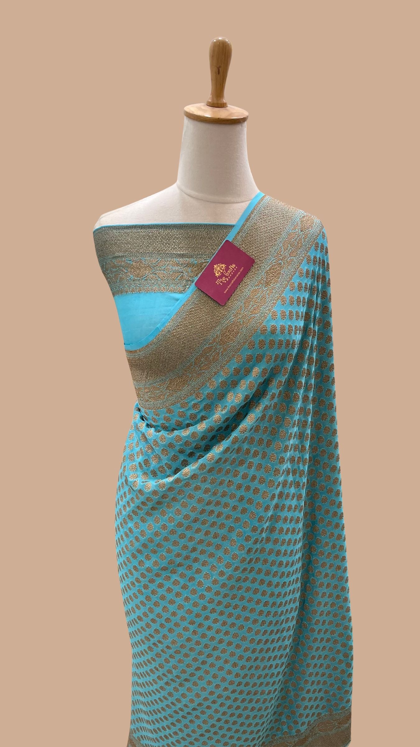 Khaddi Georgette Banarasi Saree - Antique Zari