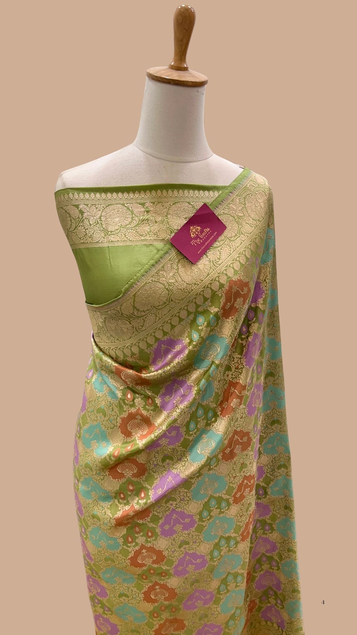 Rangkat Pure Katan Silk Handloom Banarasi Saree - Jaal work with meenakari