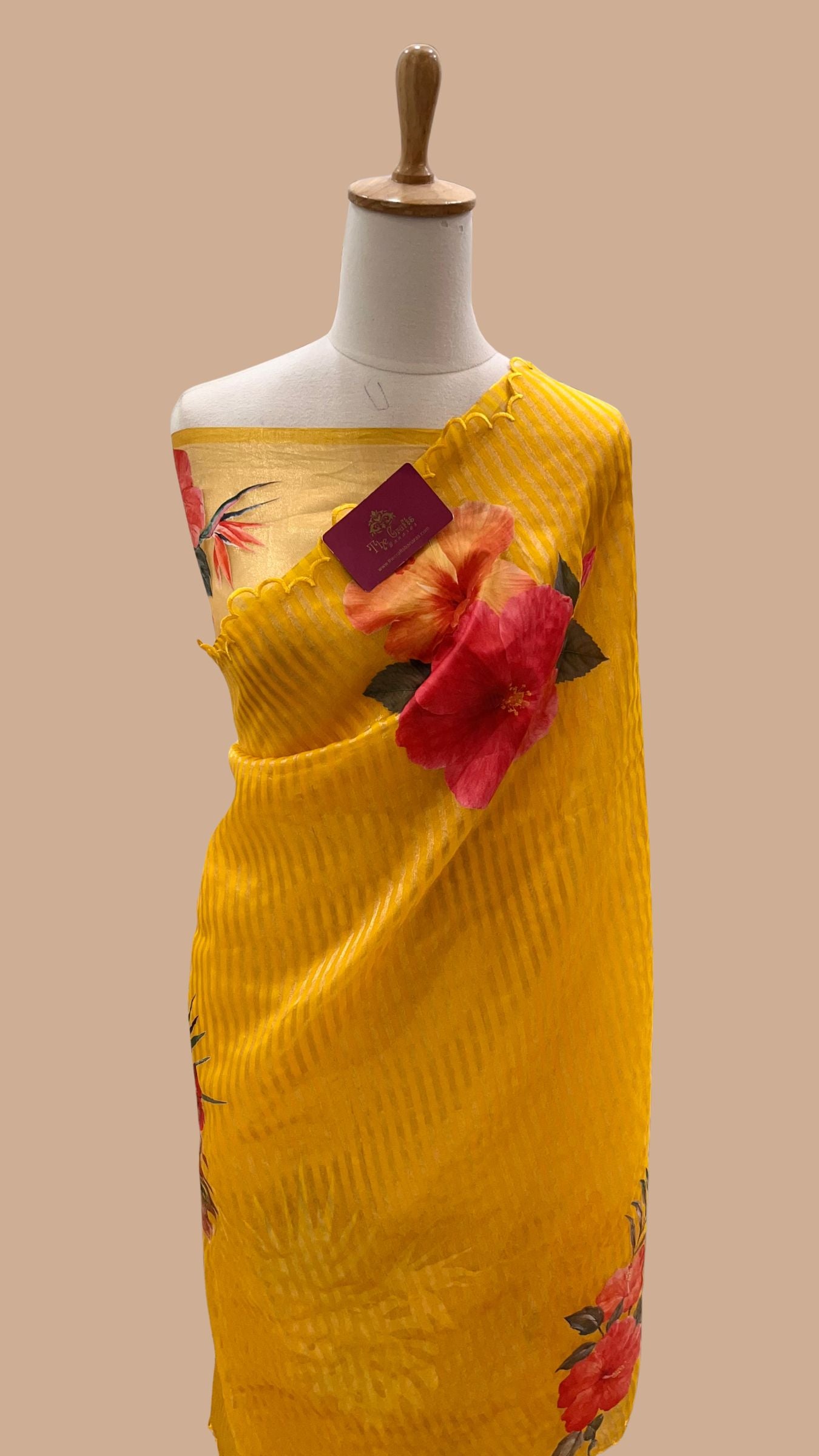 Pure Kora  Tissue Silk Banarasi Saree - with Digital Print