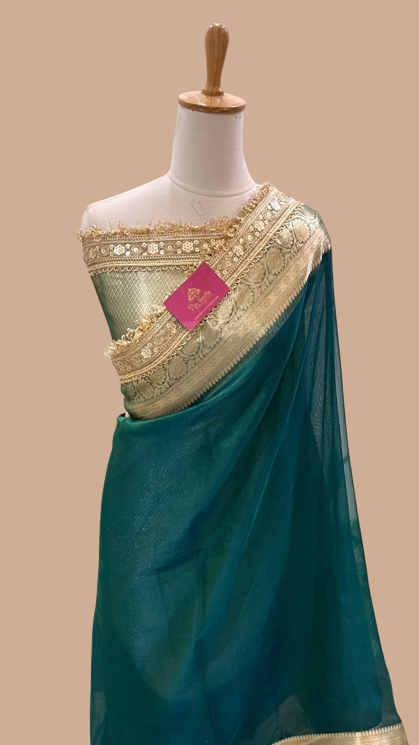 Pure Tissue Silk Handloom Banarasi Saree - with Lace Border