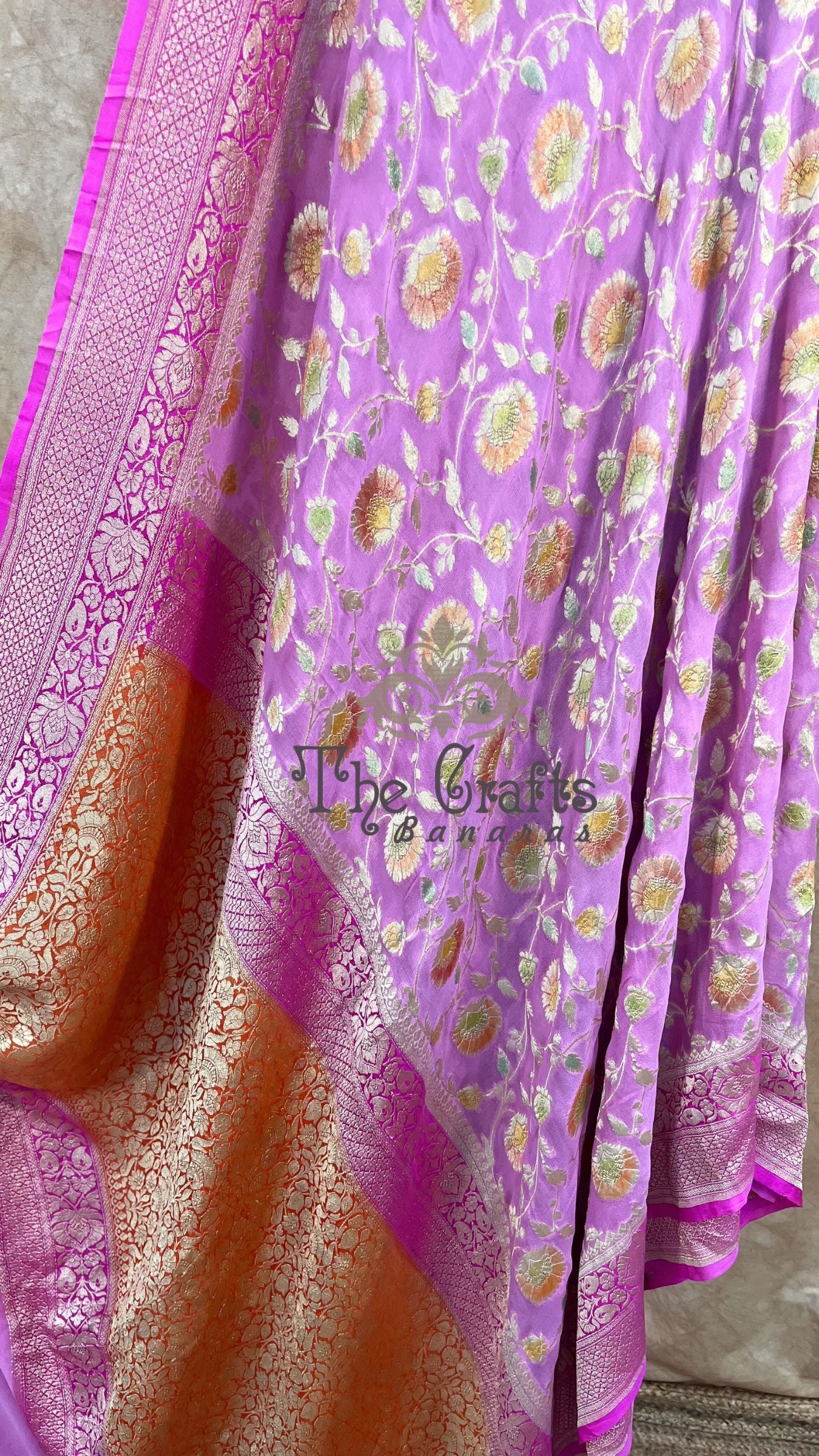 Khaddi Georgette Handloom Banarasi Saree - Water Zari