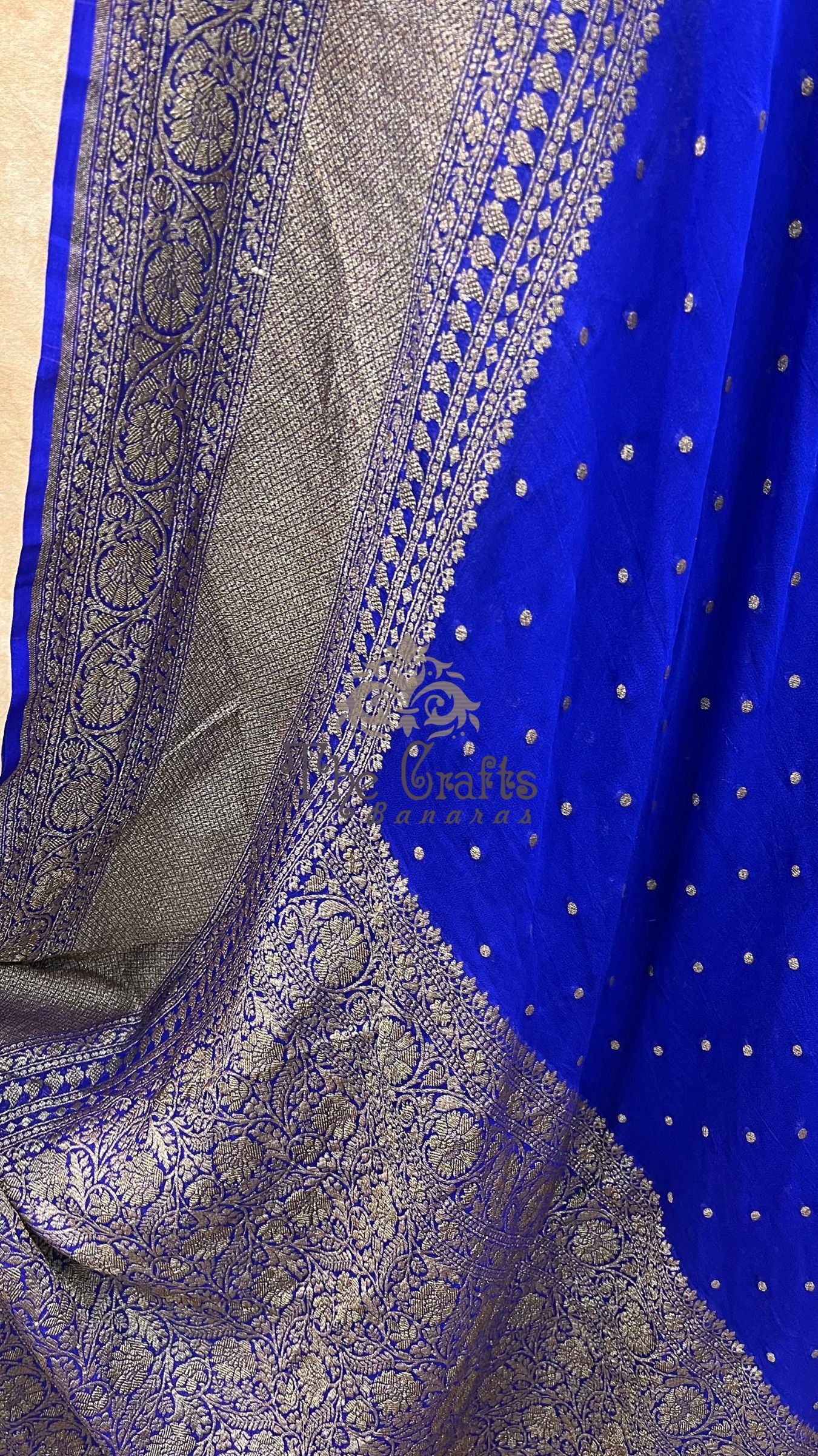 Khaddi Georgette Banarasi Saree - Antique Zari