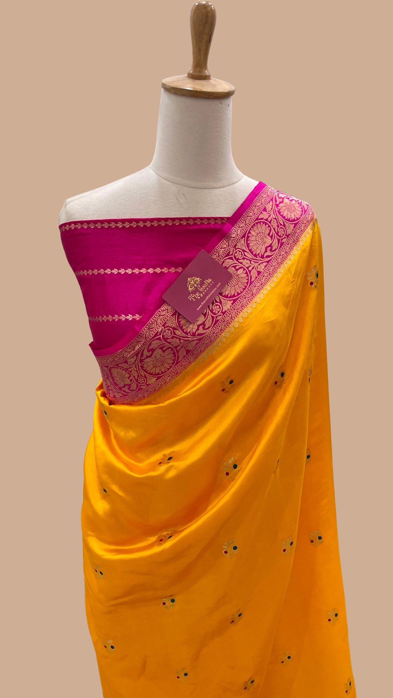 Pure Mango Silk Handloom Banarasi Saree - with kadhua motifs