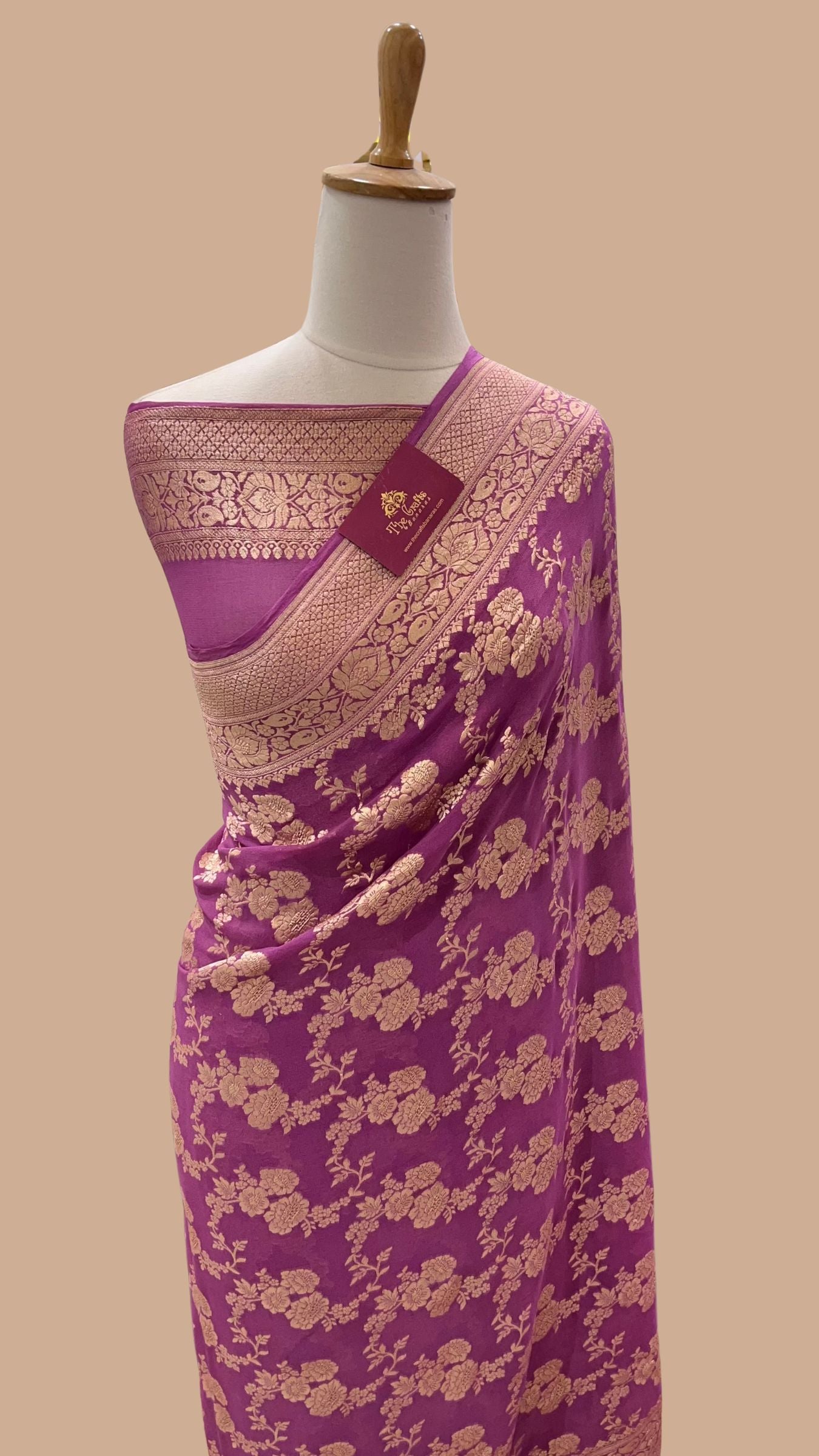 Khaddi Georgette Handloom Banarasi Saree - Water Zari