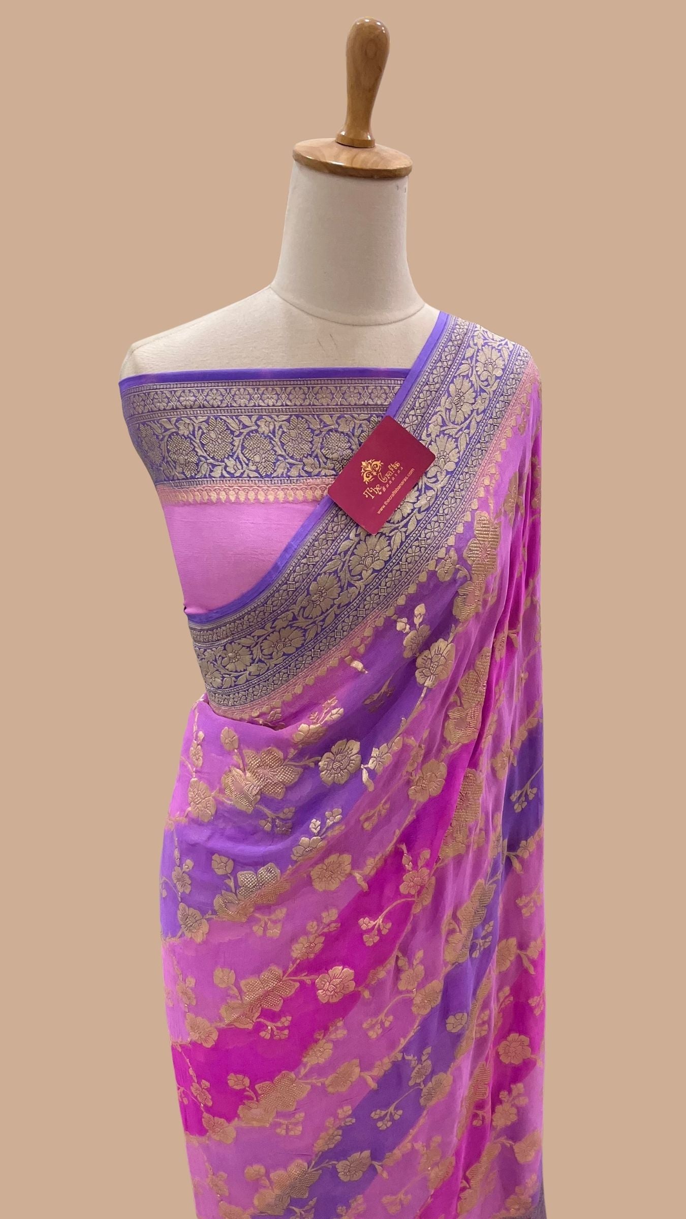 Khaddi Georgette Handloom Banarasi Saree