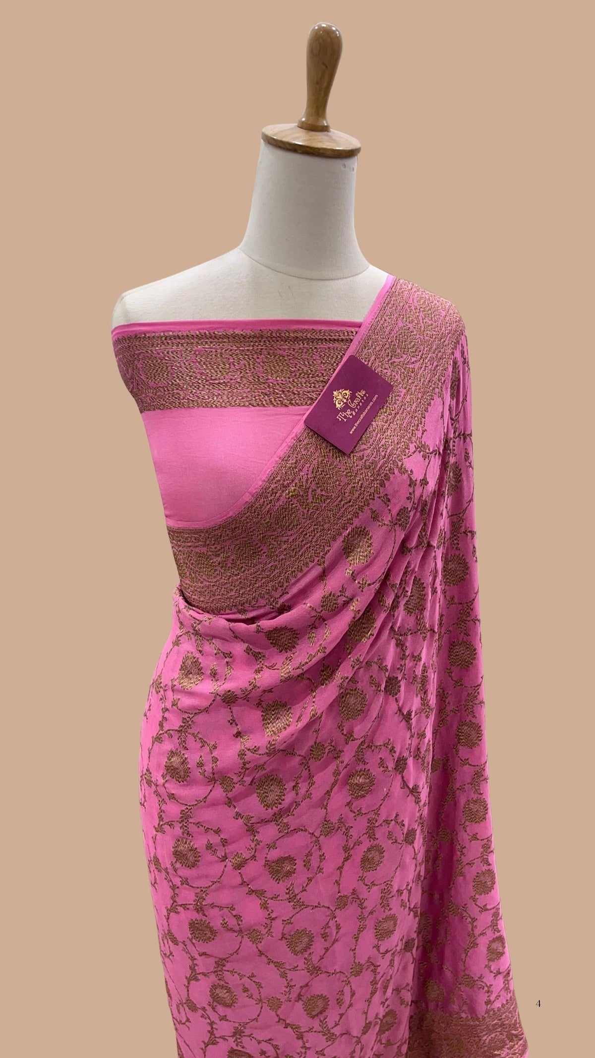 Khaddi Georgette Banarasi Saree - Antique Zari
