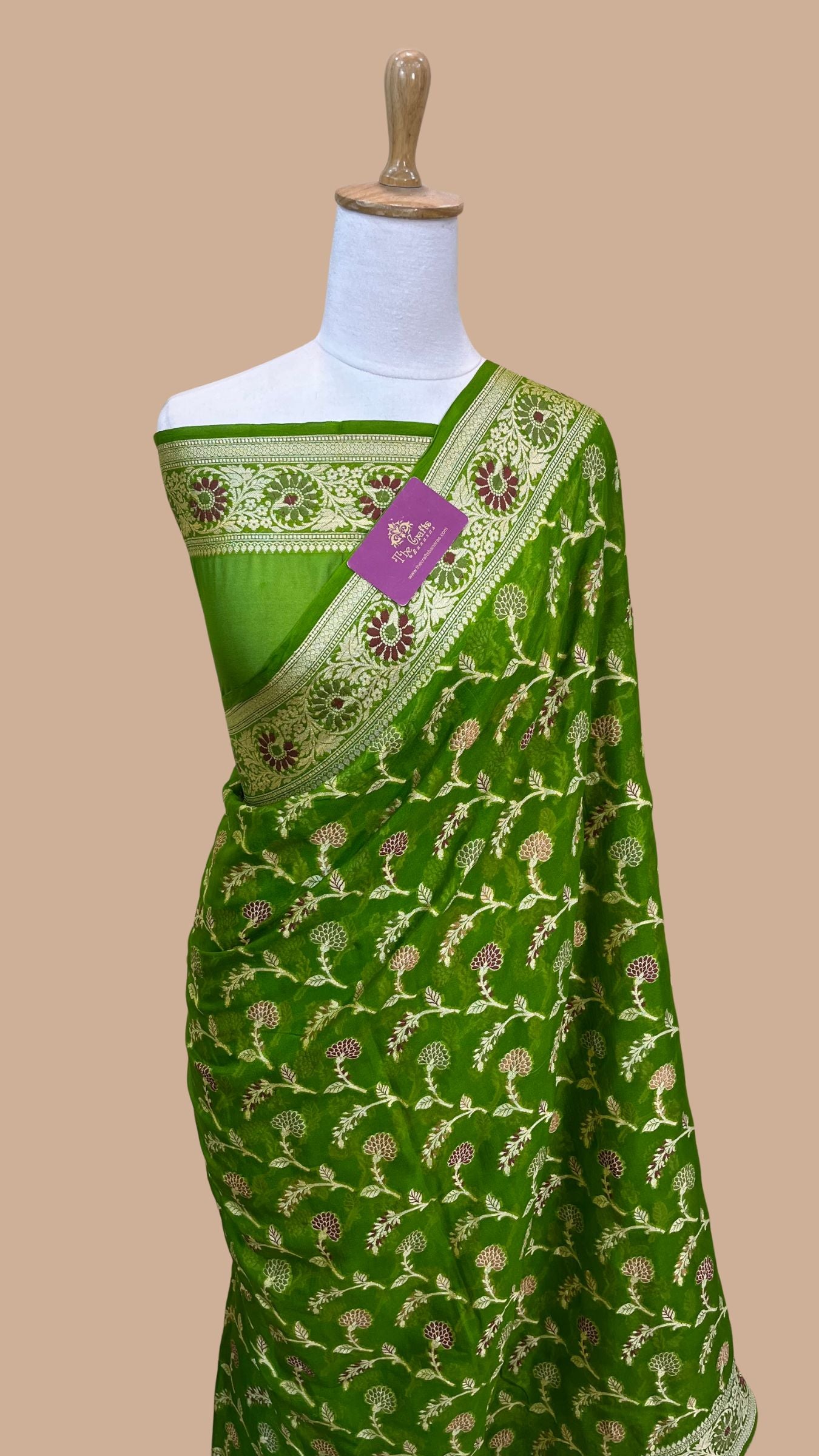 Pure Khaddi Chiffon Banarasi Saree