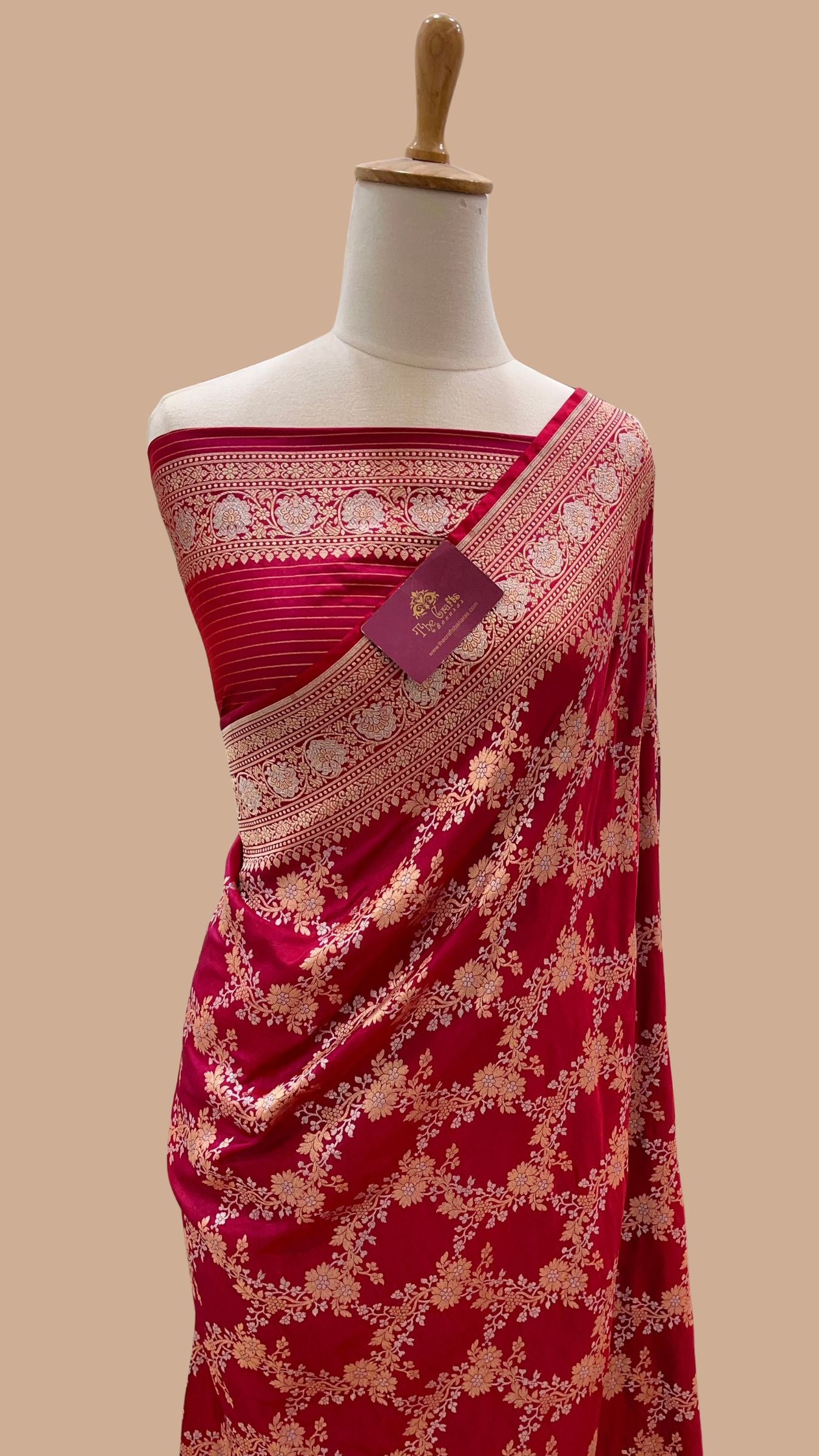 Pure Katan Silk Handloom Banarasi Saree - All Over Sona Rupa Jaal Work
